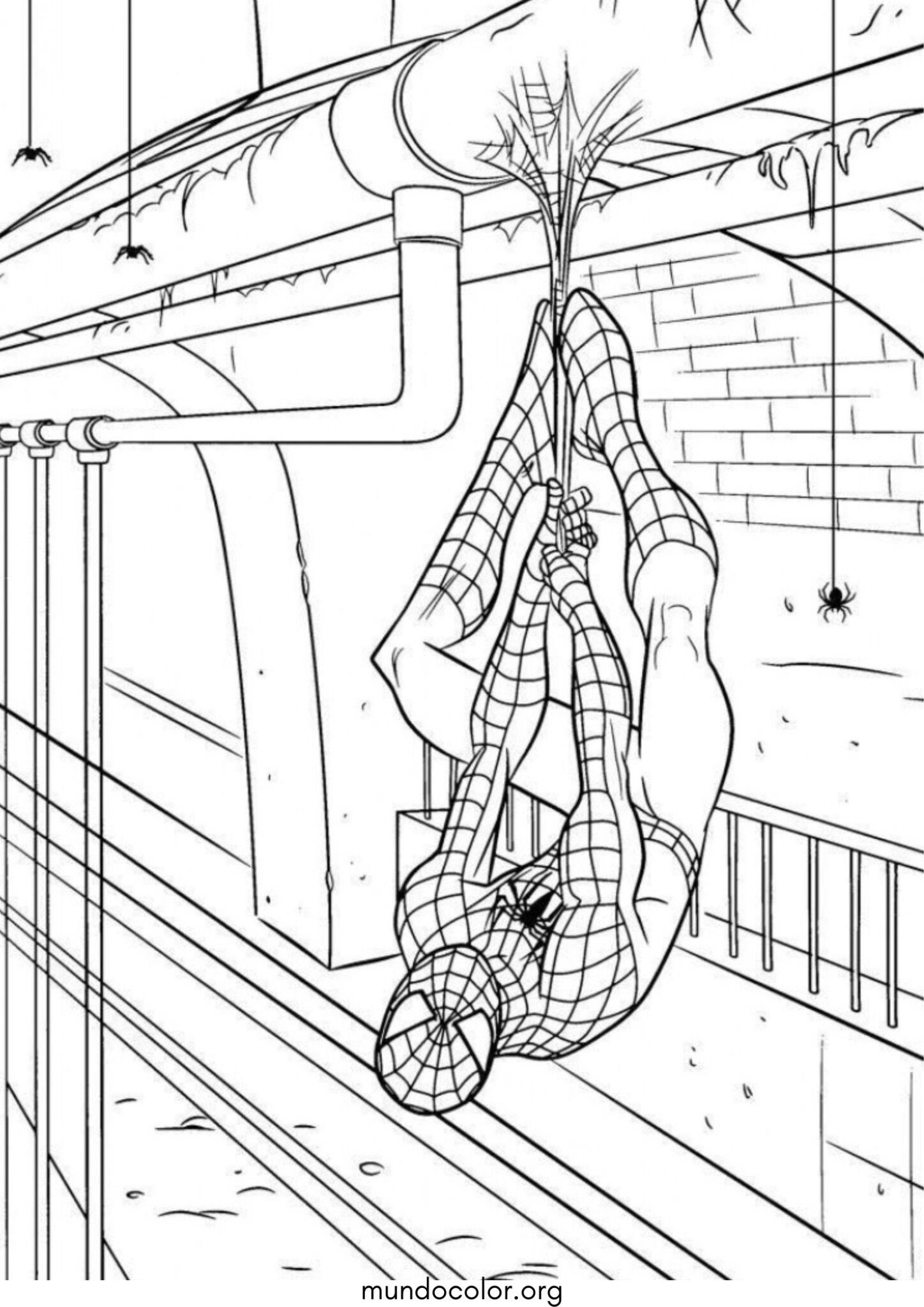 Dibujo de Spider-Man en el metro para colorear