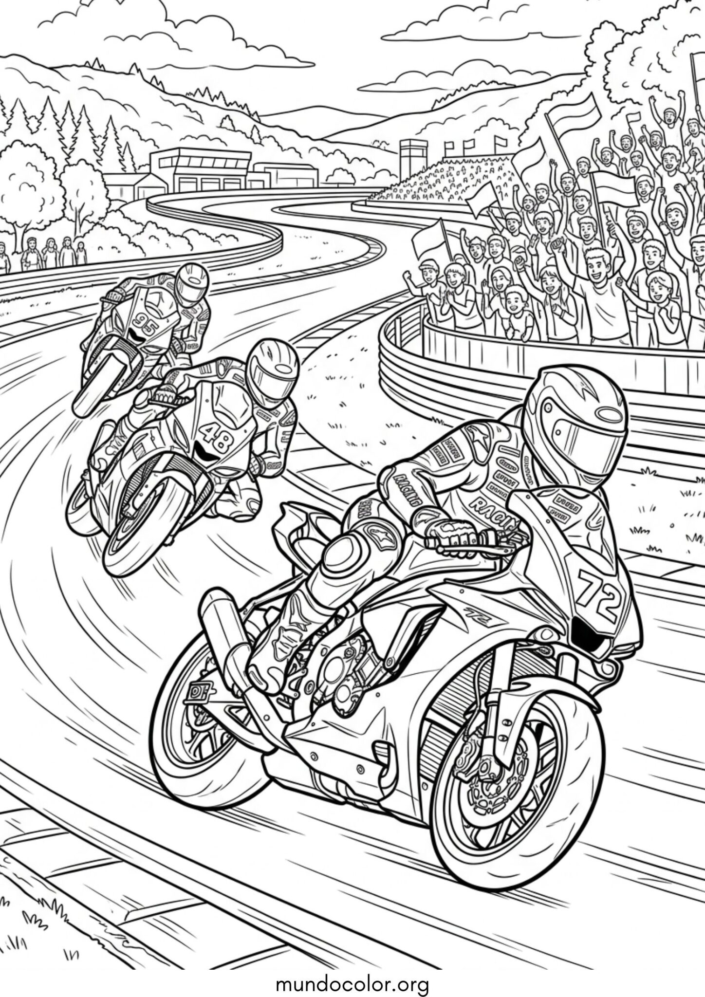 Dibujo de Moto de carreras para colorear