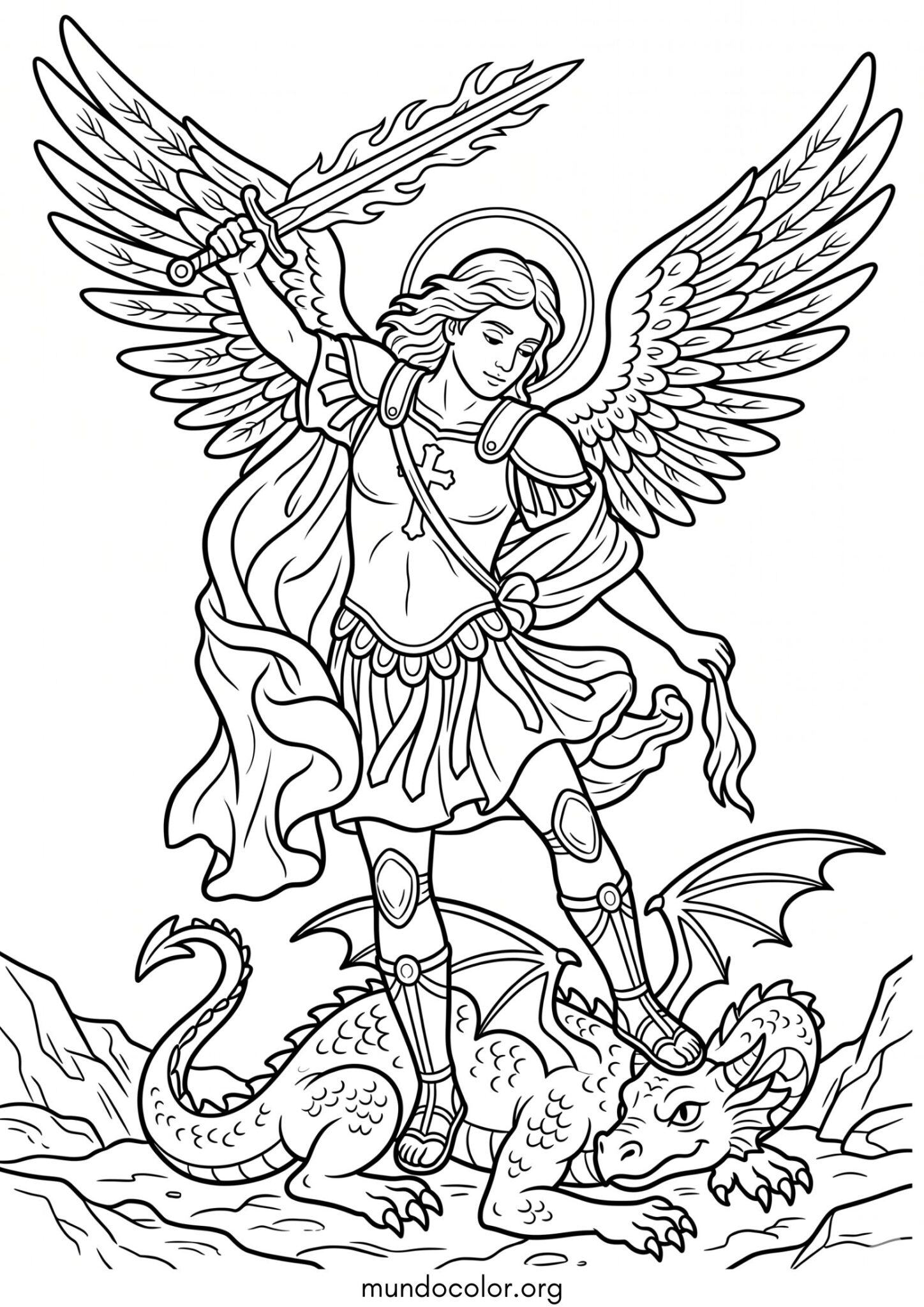 Dibujo de Arcángel San Miguel para niños para colorear