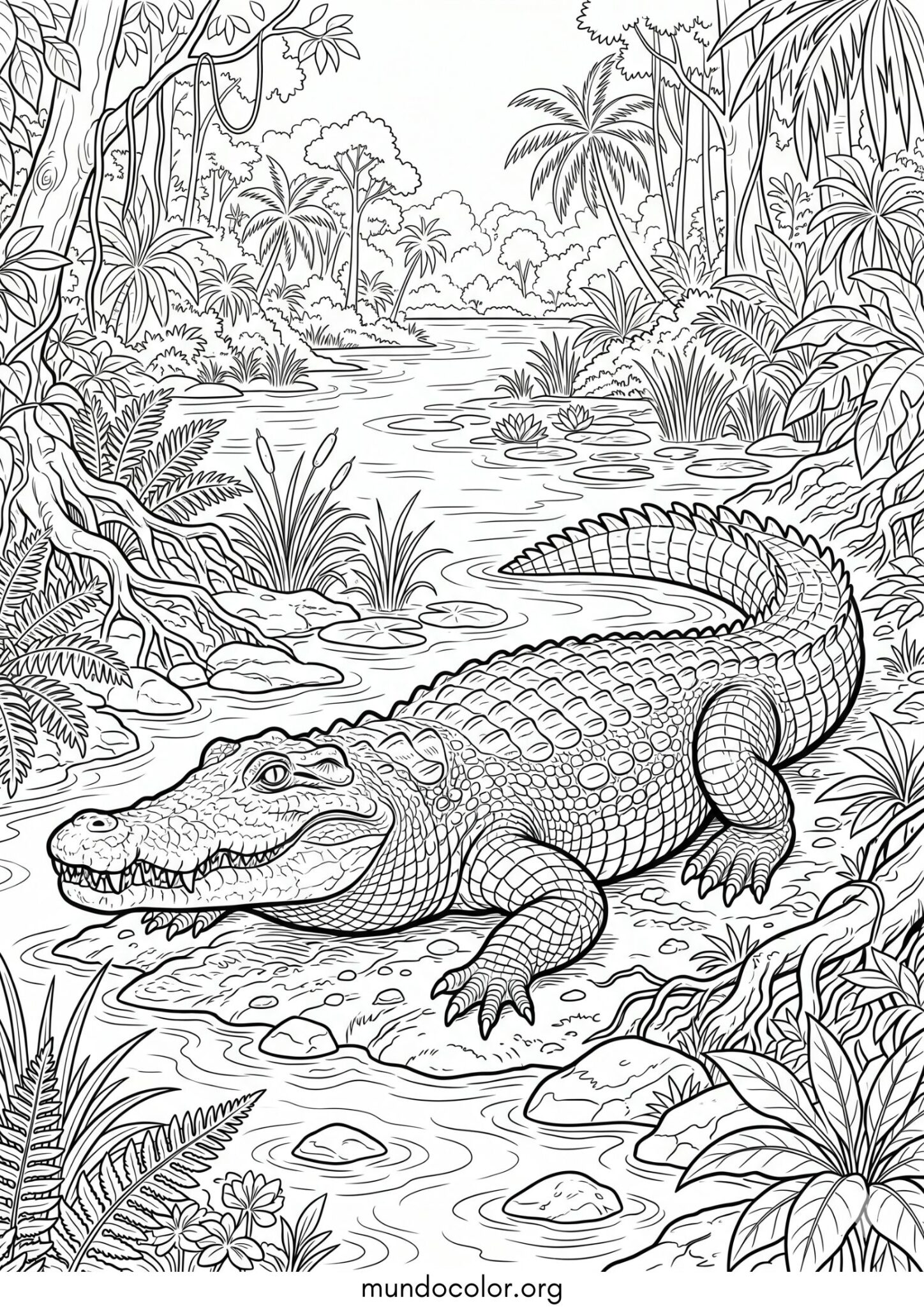 Dibujo de Cocodrilo realista para colorear
