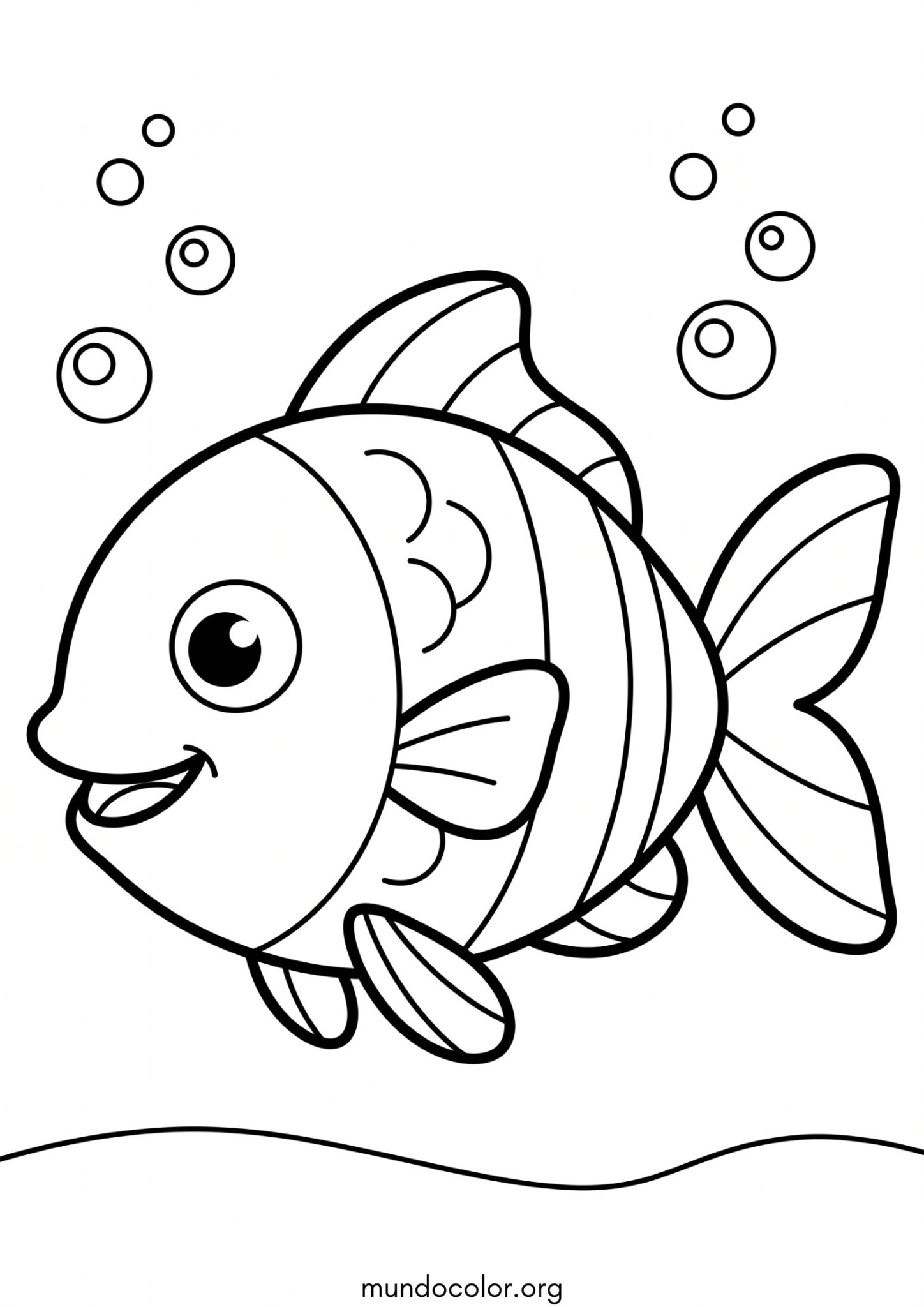 Dibujo de Pez fácil para niños de preescolar para colorear