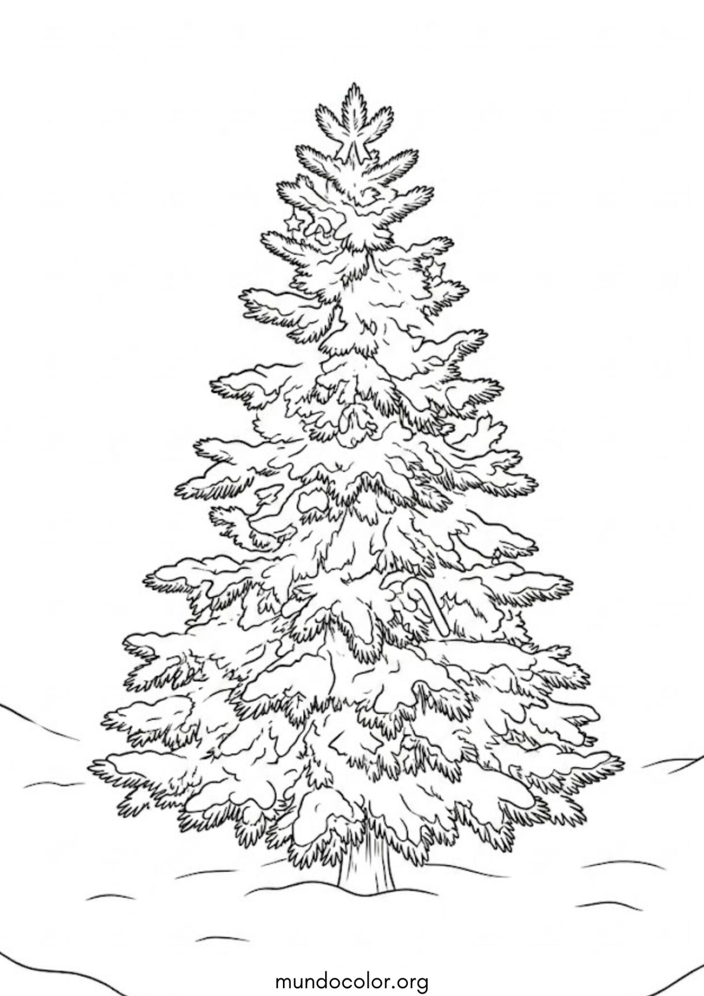Dibujo de Plantilla de árbol de Navidad sin decorar para colorear