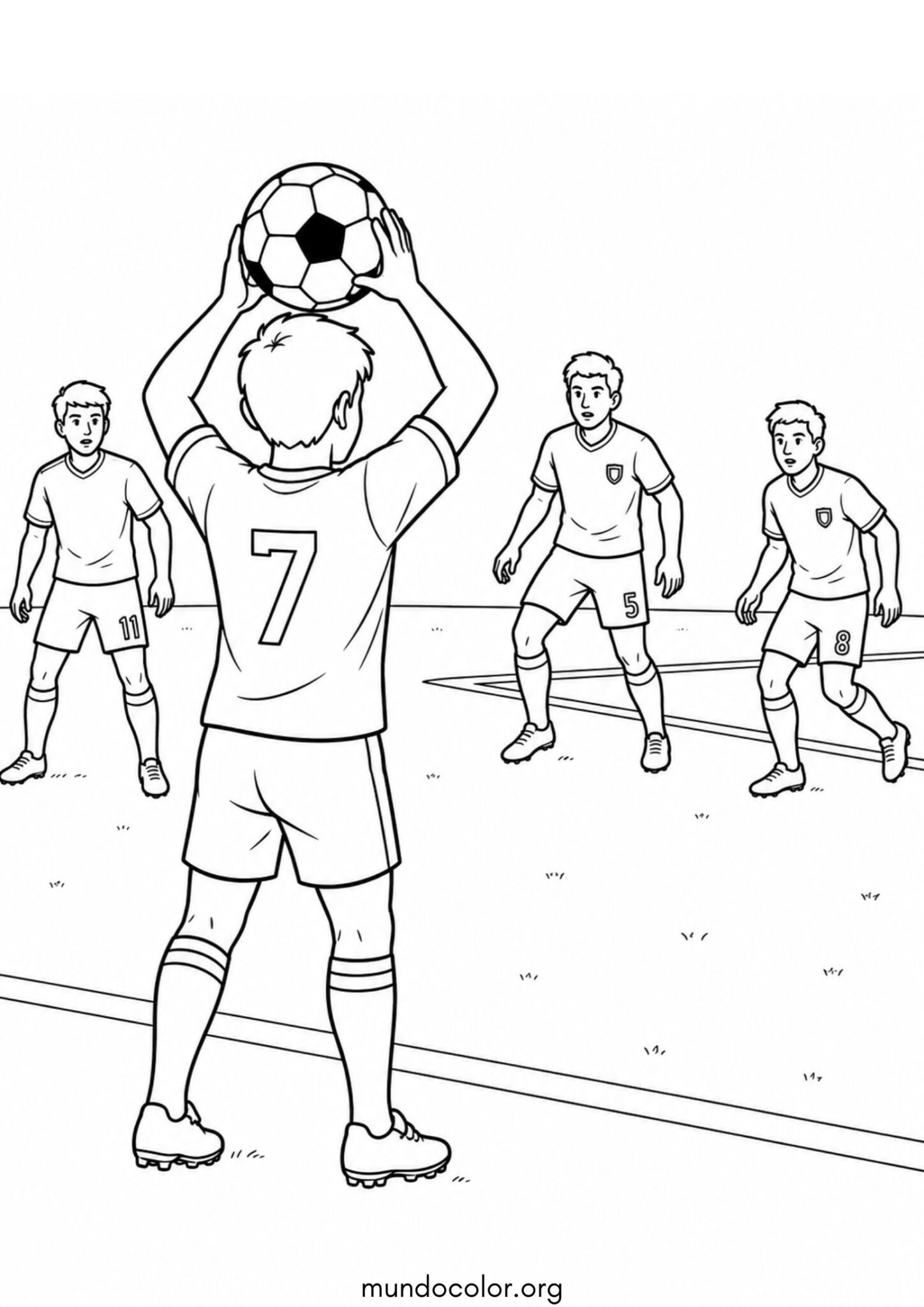 Dibujo de Saque de banda (Fútbol) para colorear