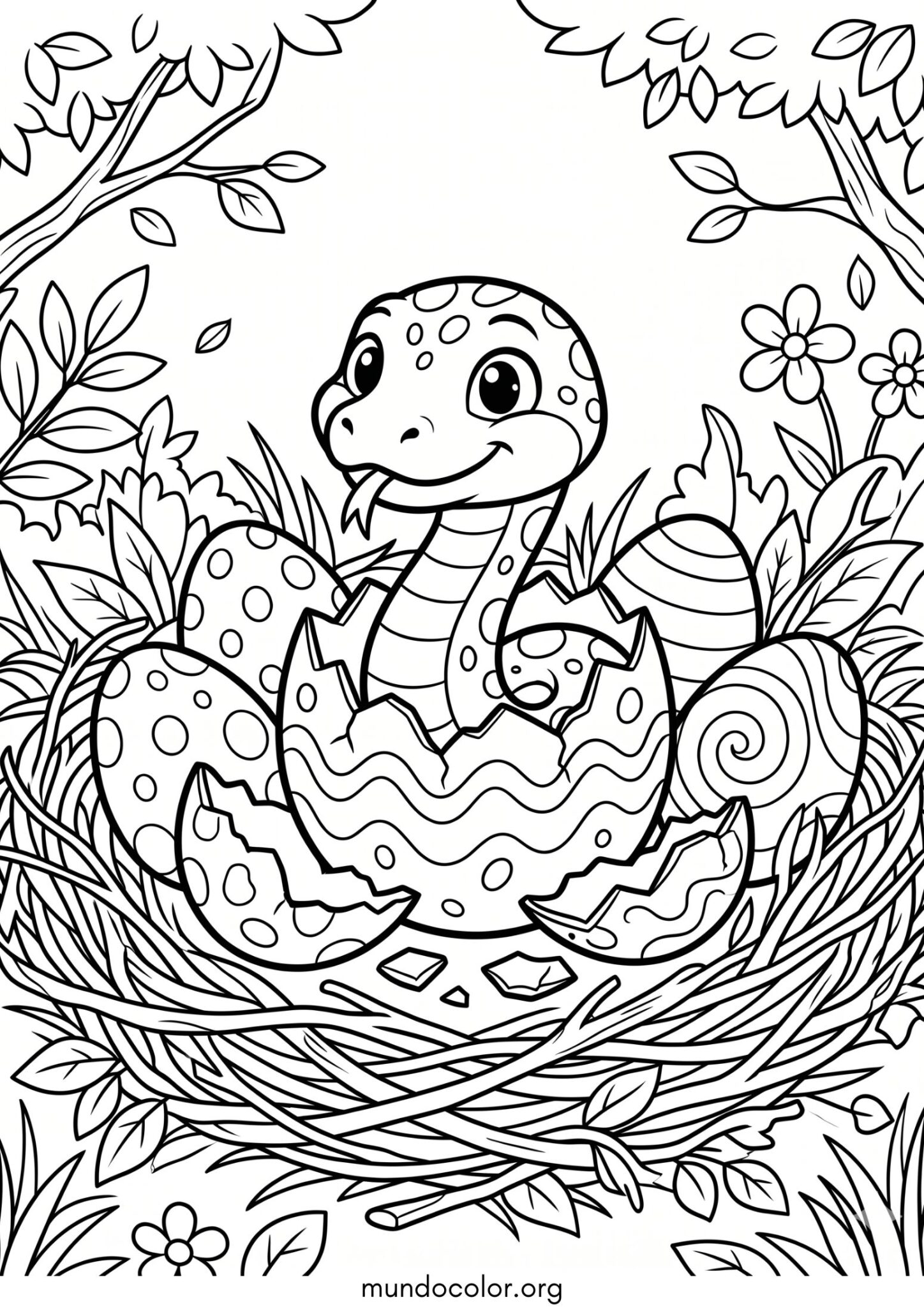 Dibujo de Serpiente saliendo de un huevo para colorear
