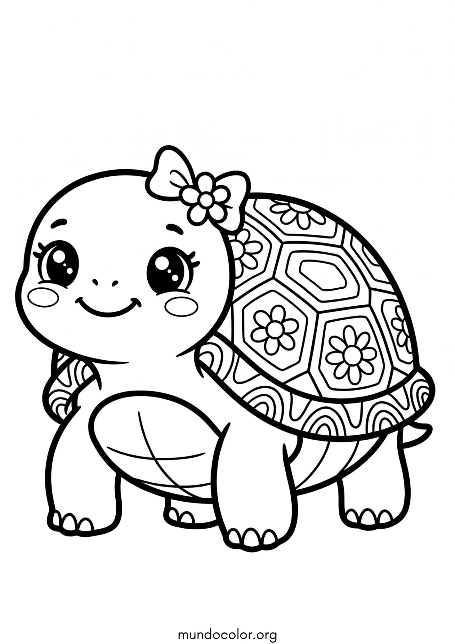 Dibujo de Tortuga kawaii para colorear