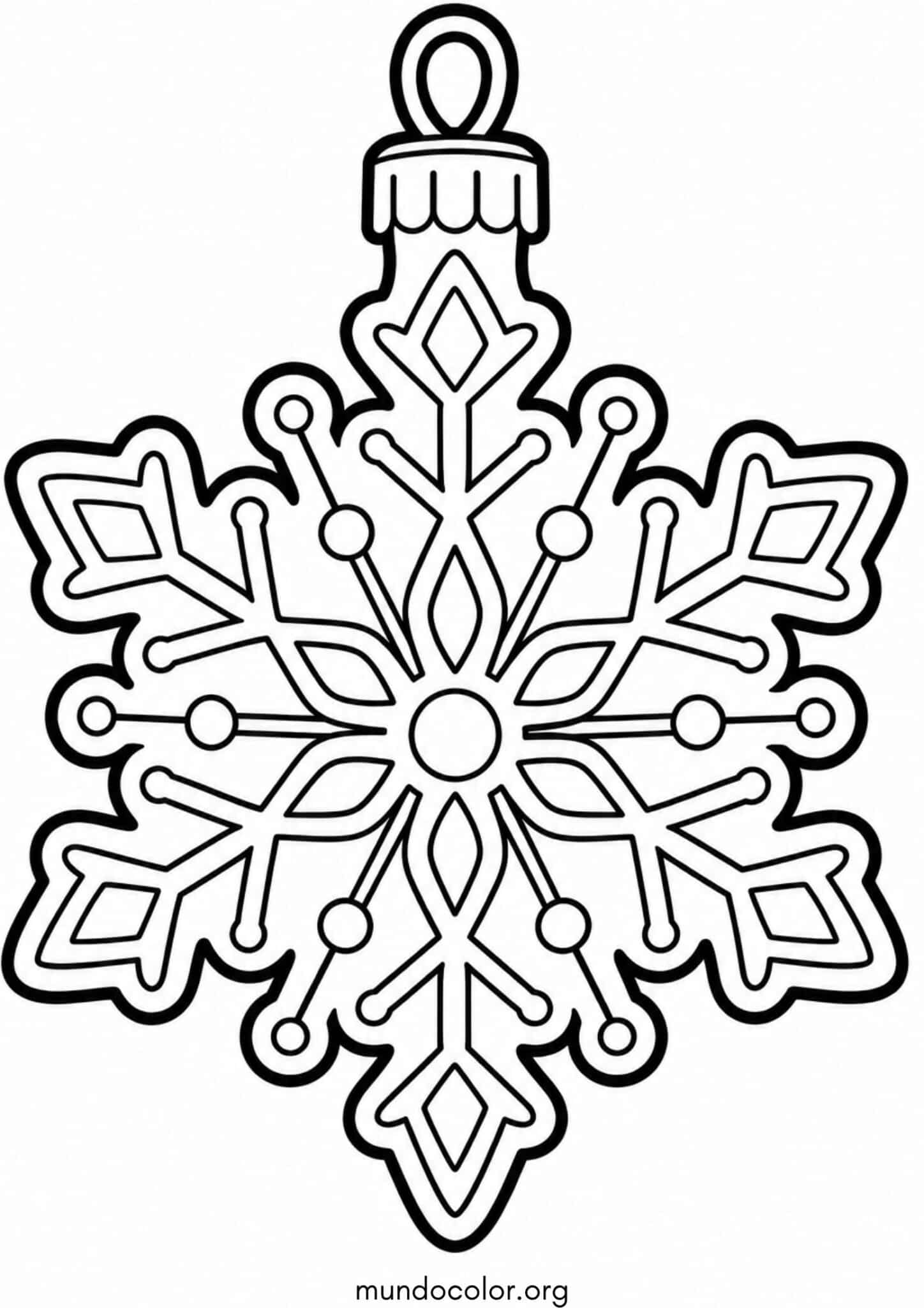 Dibujo de Adorno navideño con forma de copo de nieve para colorear
