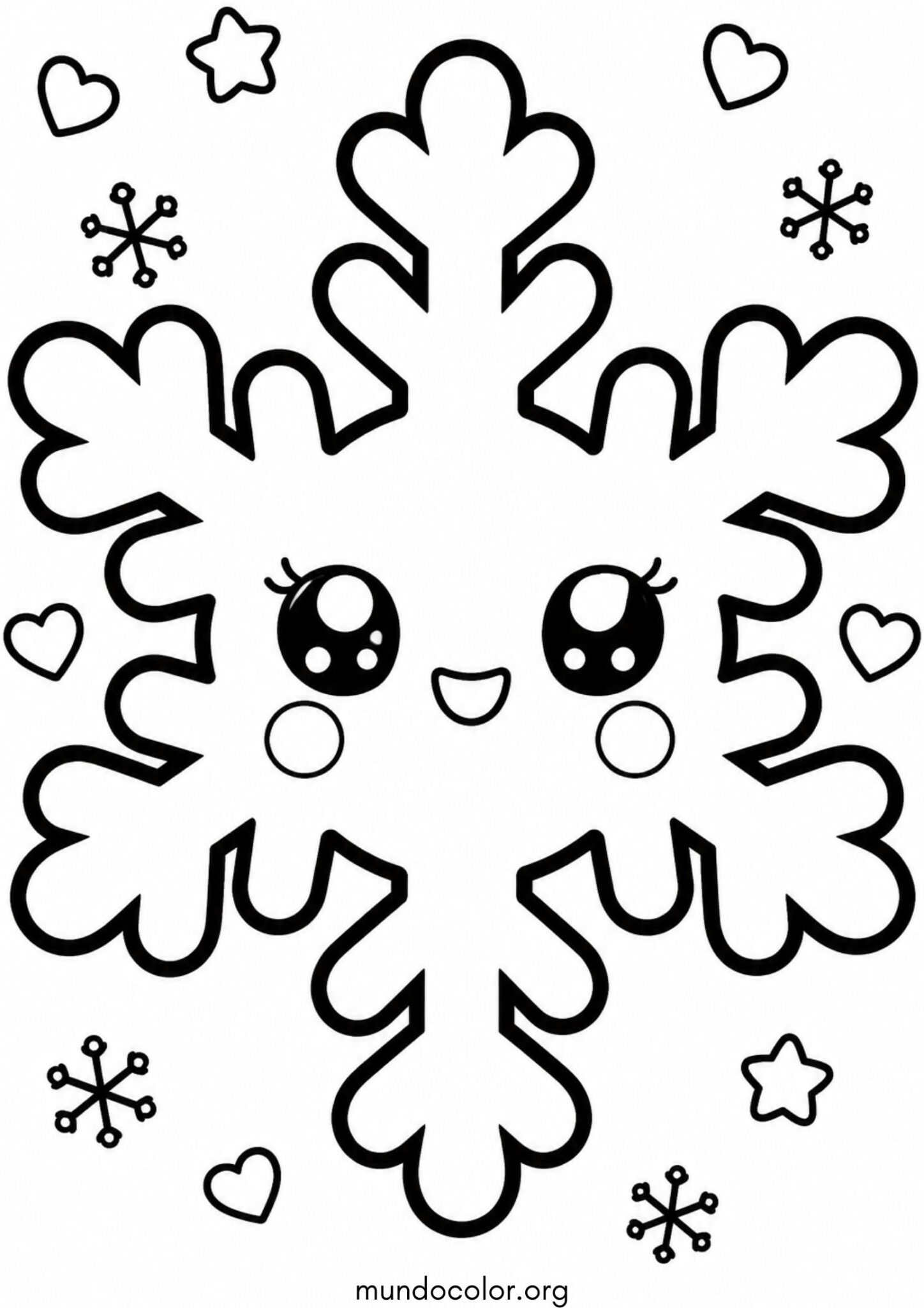 Dibujo de Copo de nieve kawaii para colorear