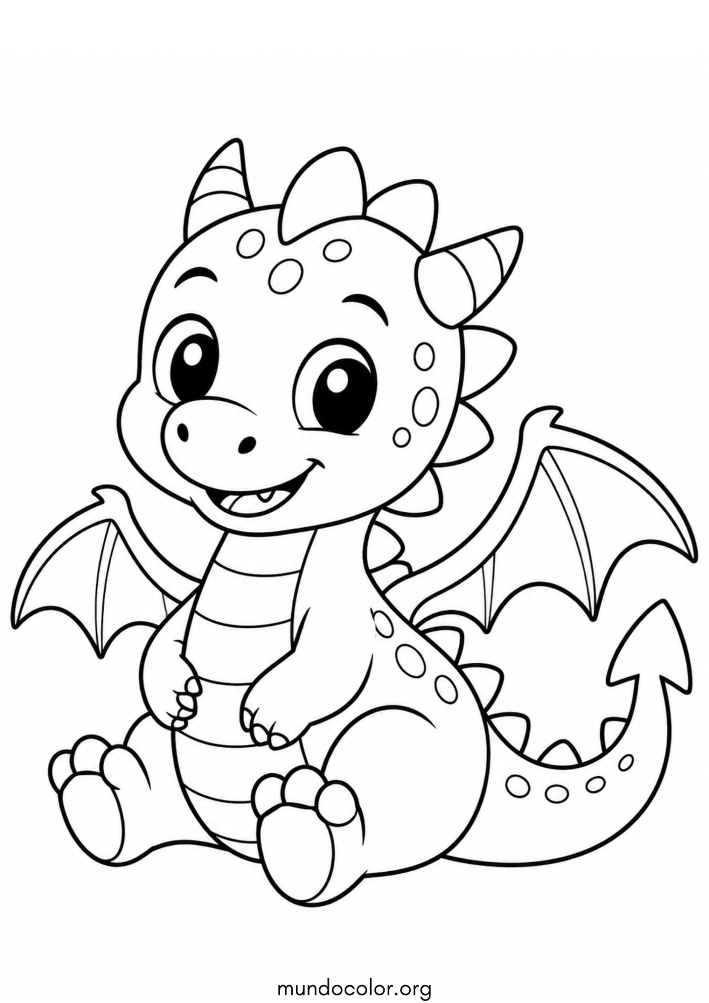 Dibujo de Dragón fácil para niños pequeños para colorear
