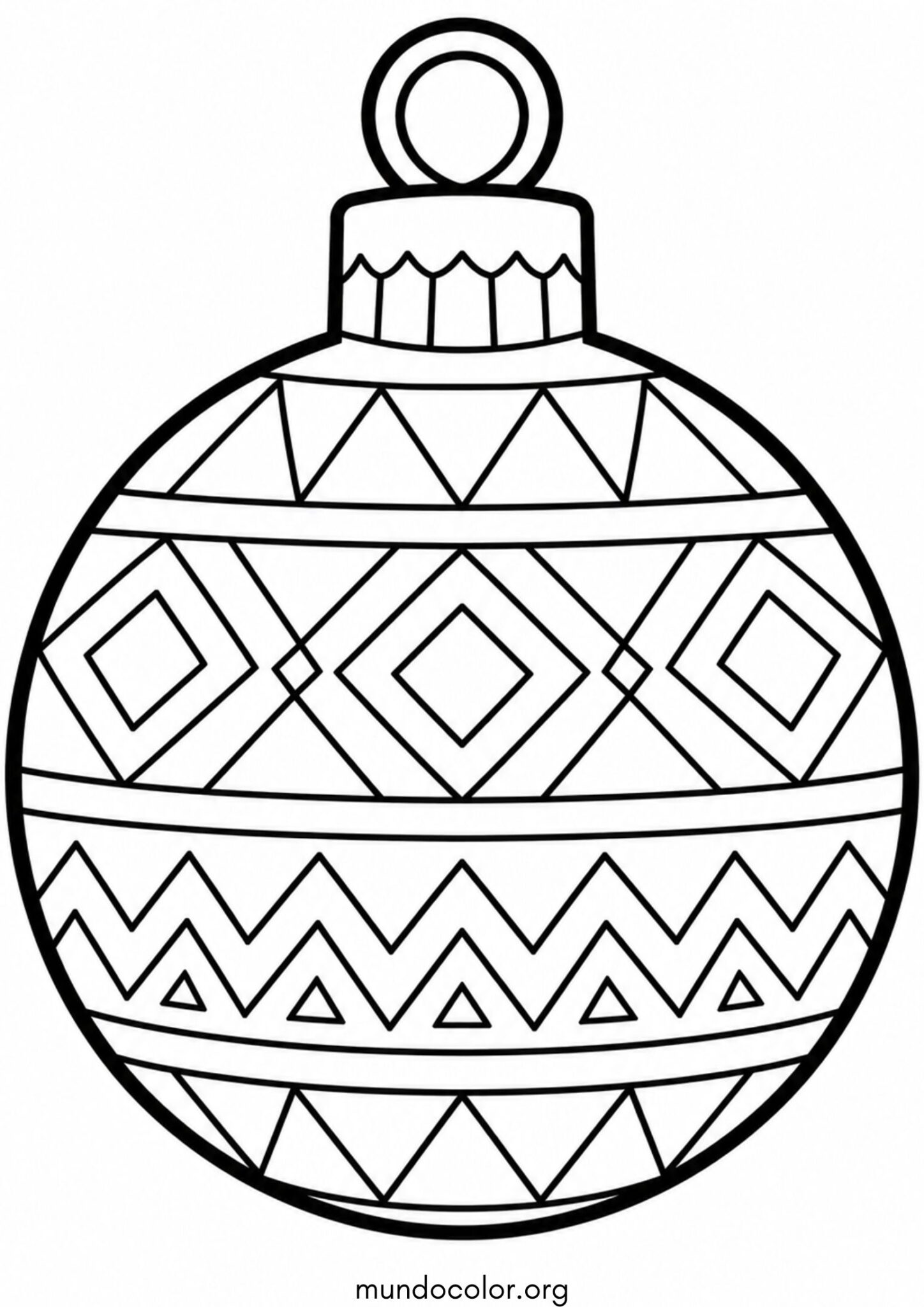 Dibujo de Esfera navideña con patrón geométrico para colorear