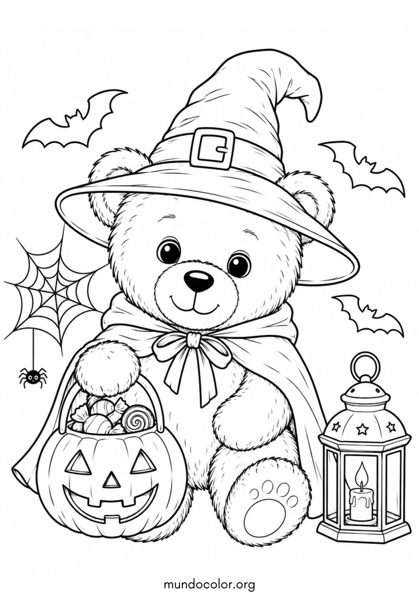 Dibujo de Oso de peluche de Halloween para colorear