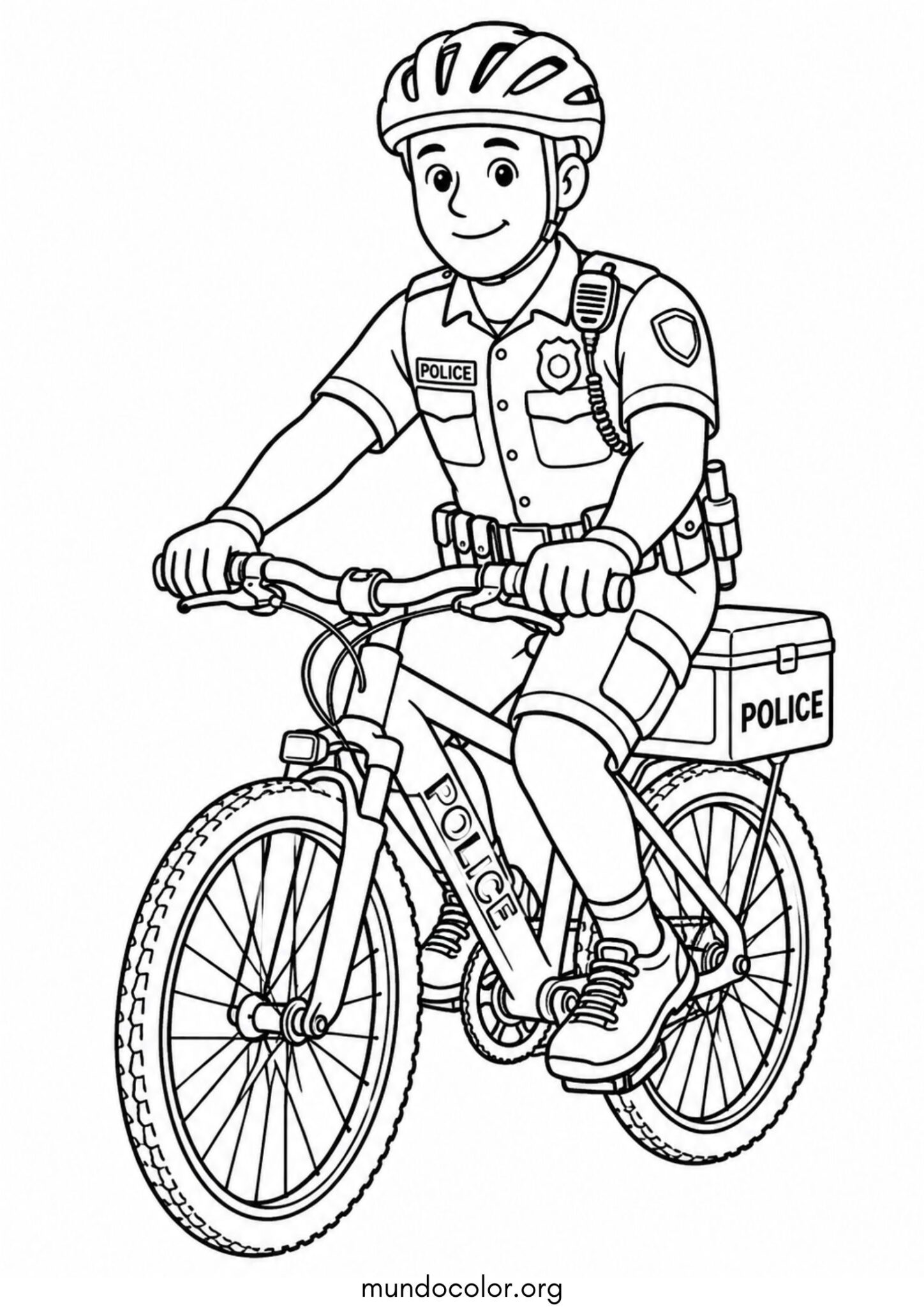 Dibujo de Policía en bicicleta para colorear