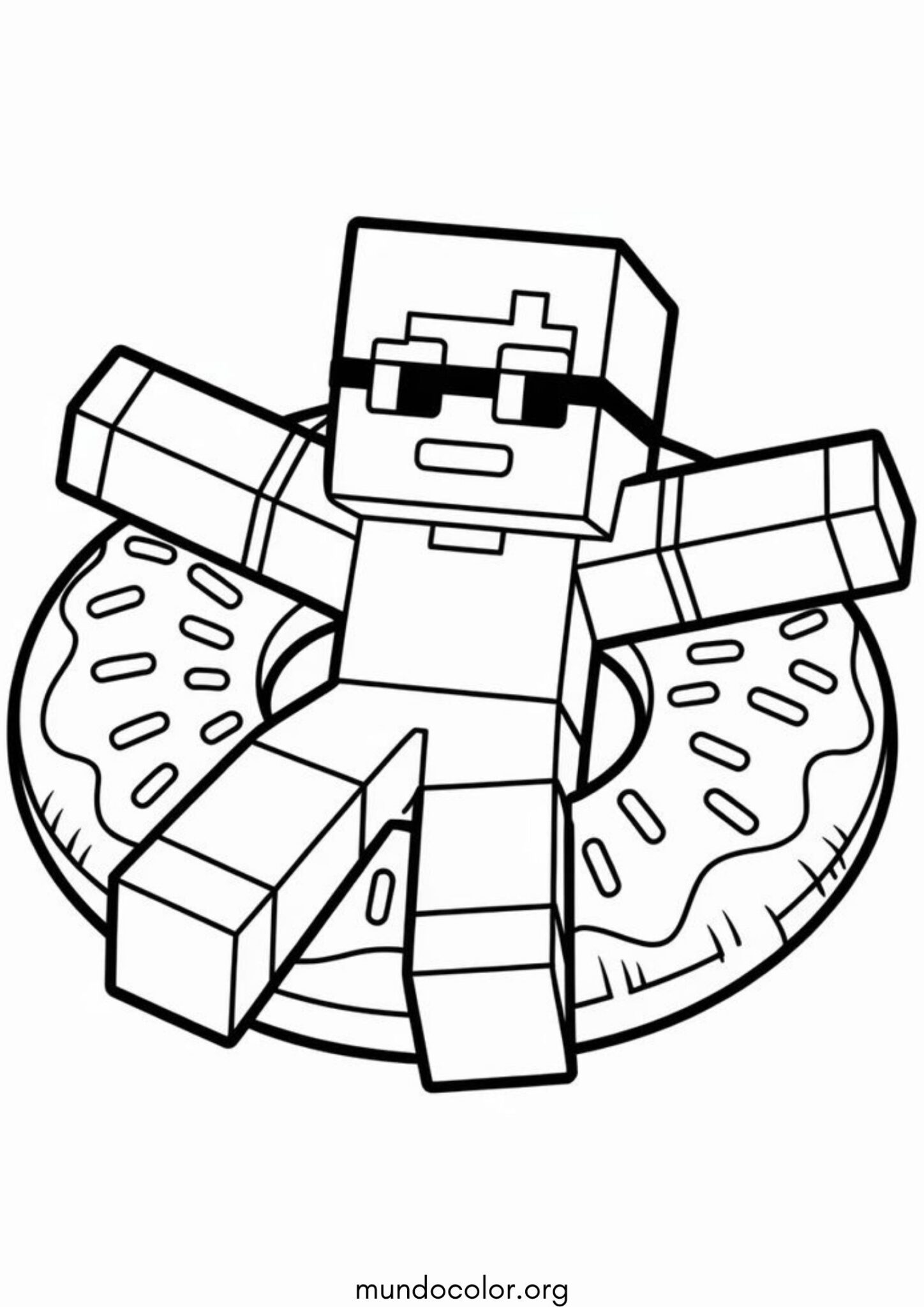 Dibujo de Steve en un flotador de Minecraft para colorear