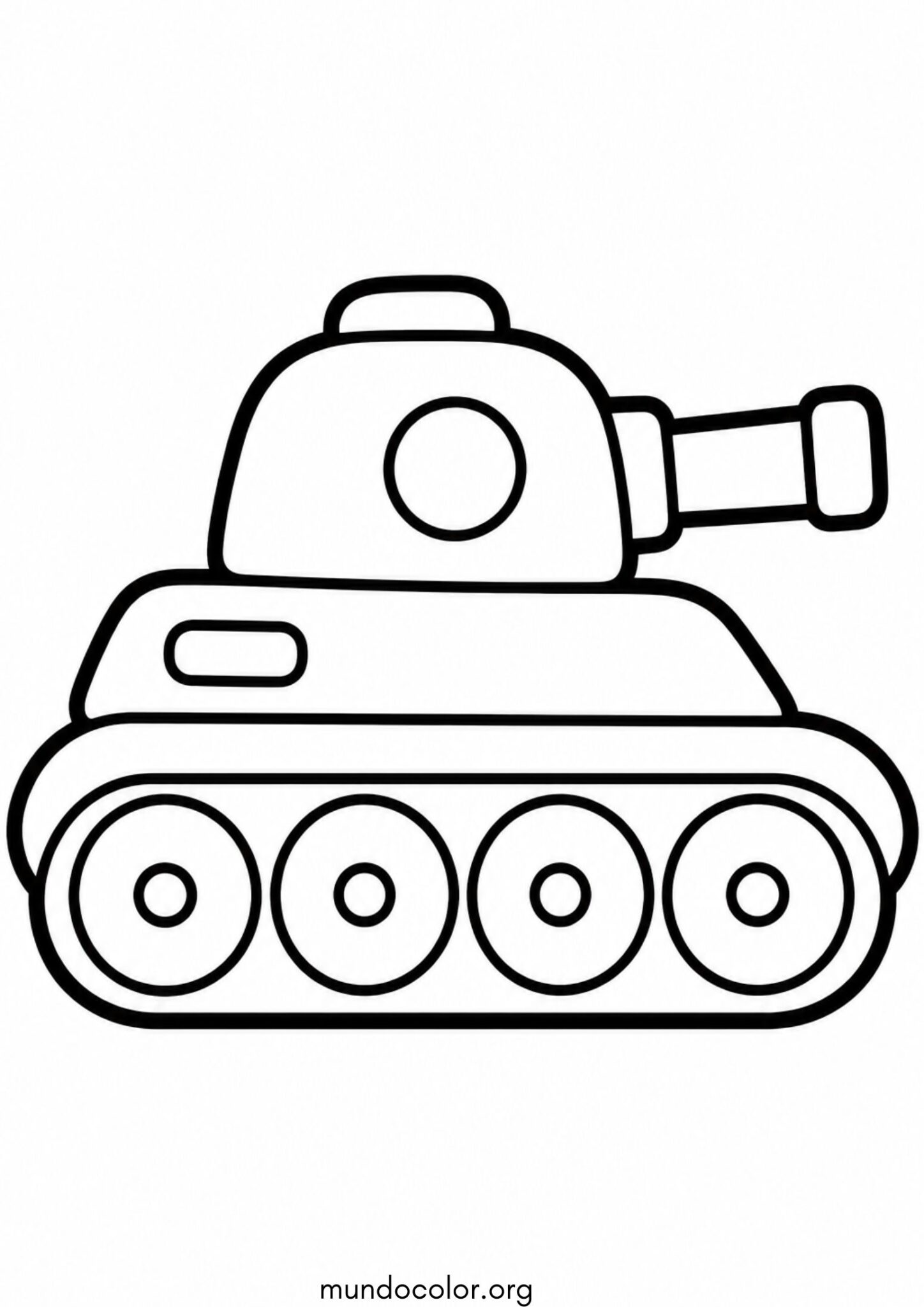 Dibujo de Tanque fácil para niños pequeños para colorear
