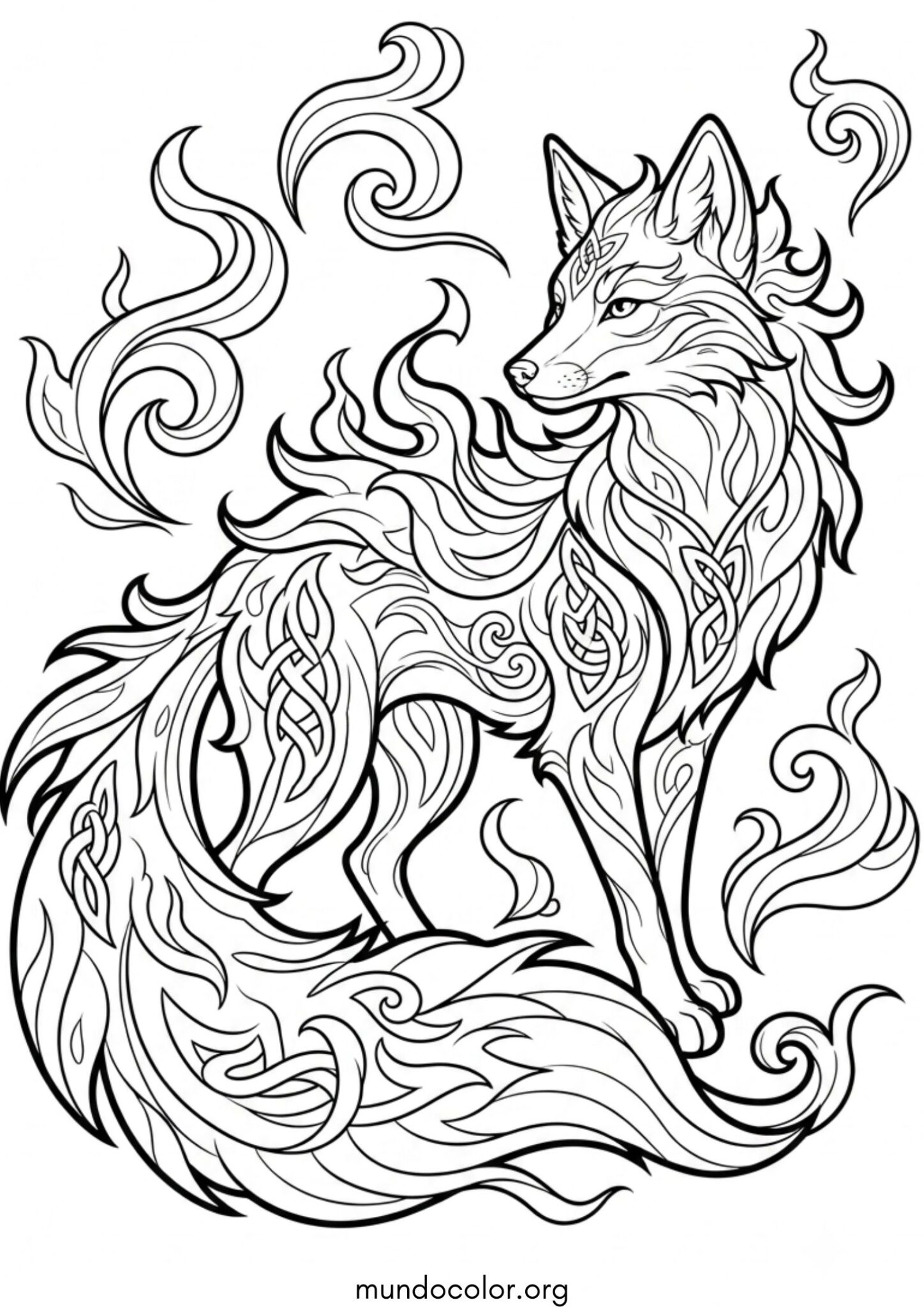Dibujo de Zorro de fuego místico para colorear