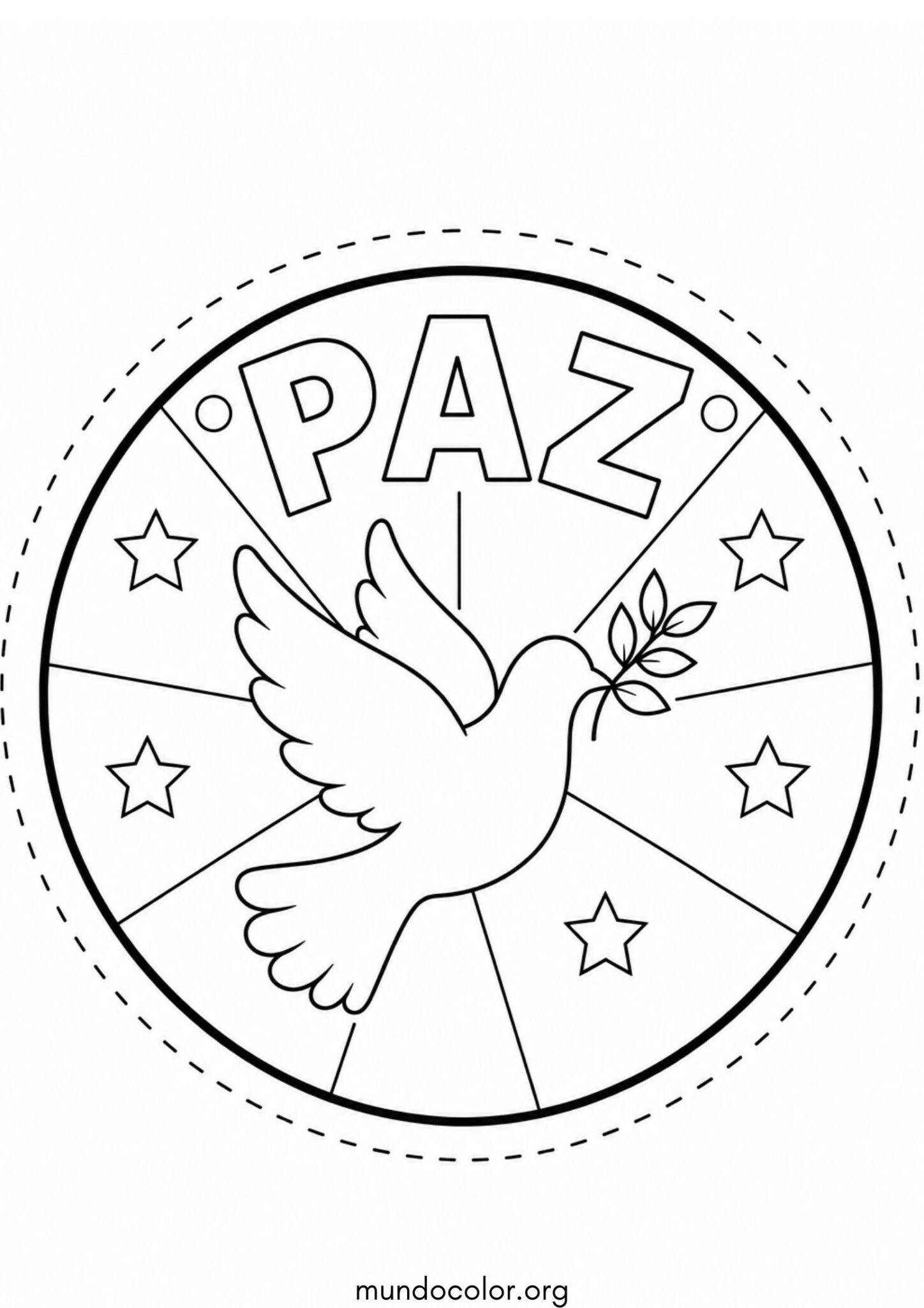 Dibujo de Medalla de la paz para recortar para colorear