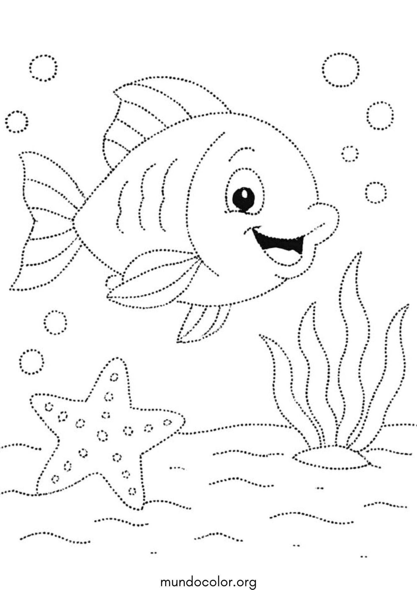 Dibujo de Unir los puntos – Pez para colorear