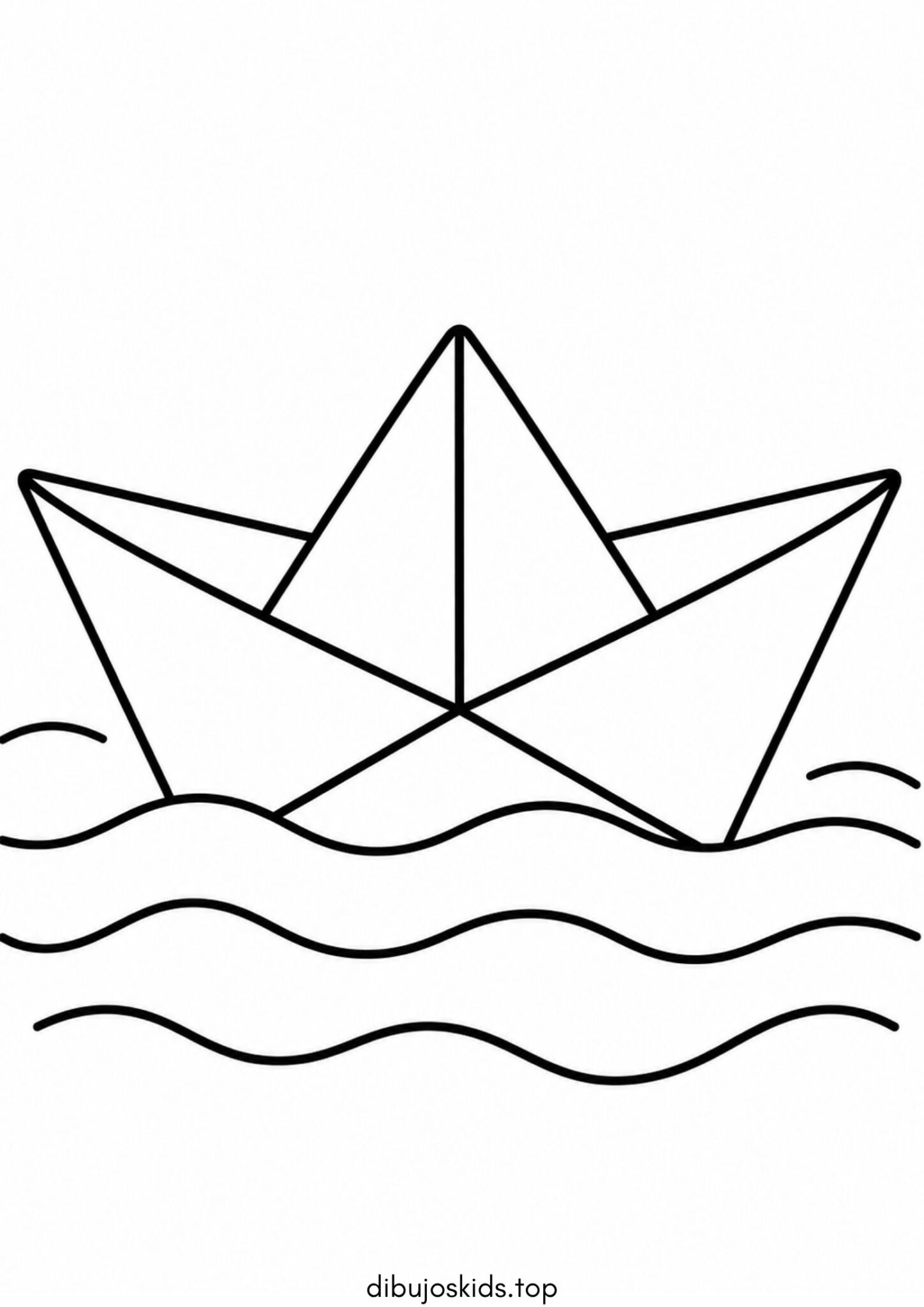 Dibujo de Barquito de papel simple en el agua para bebés para colorear