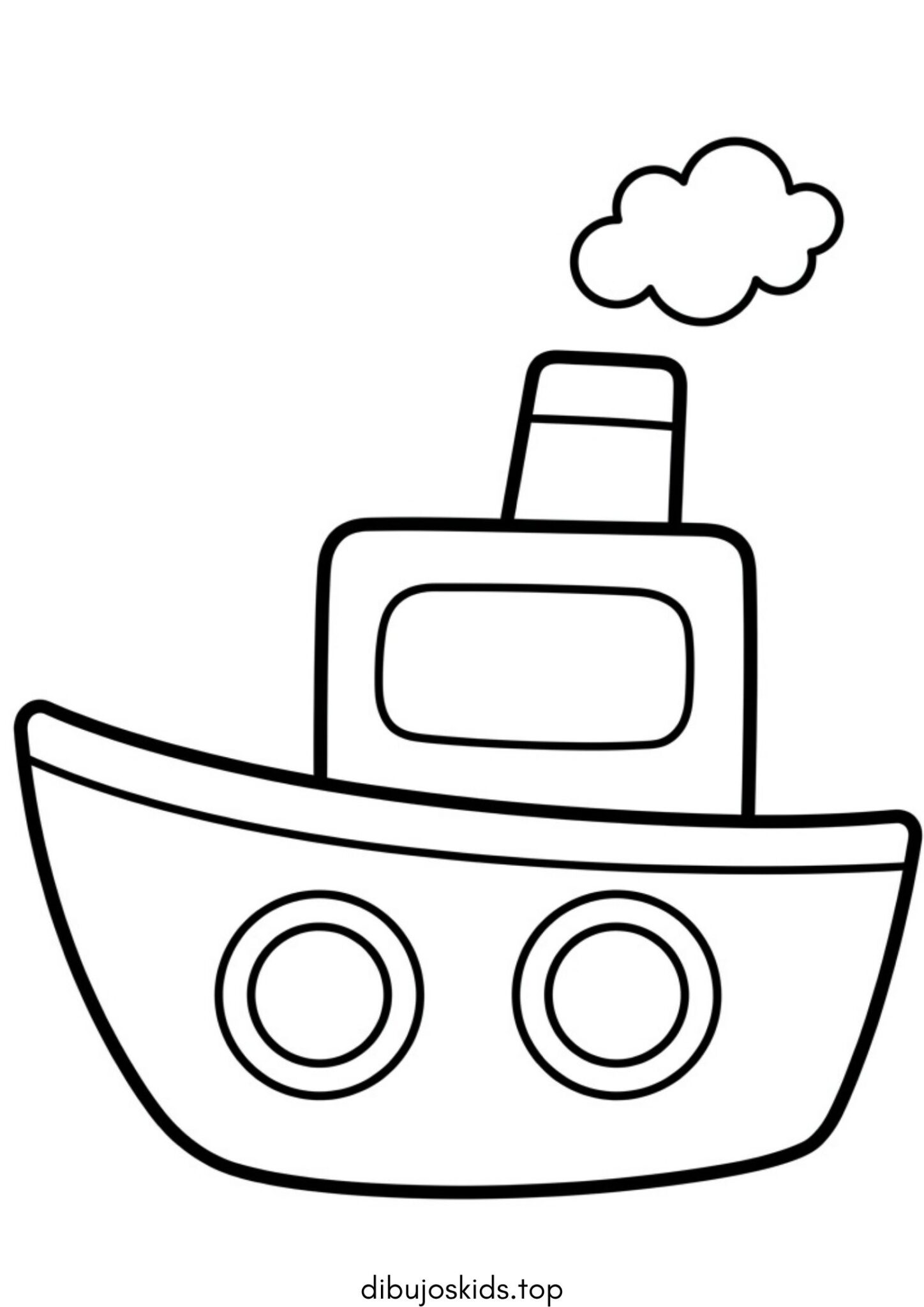 Dibujo de Barquito de vapor simple para bebés para colorear