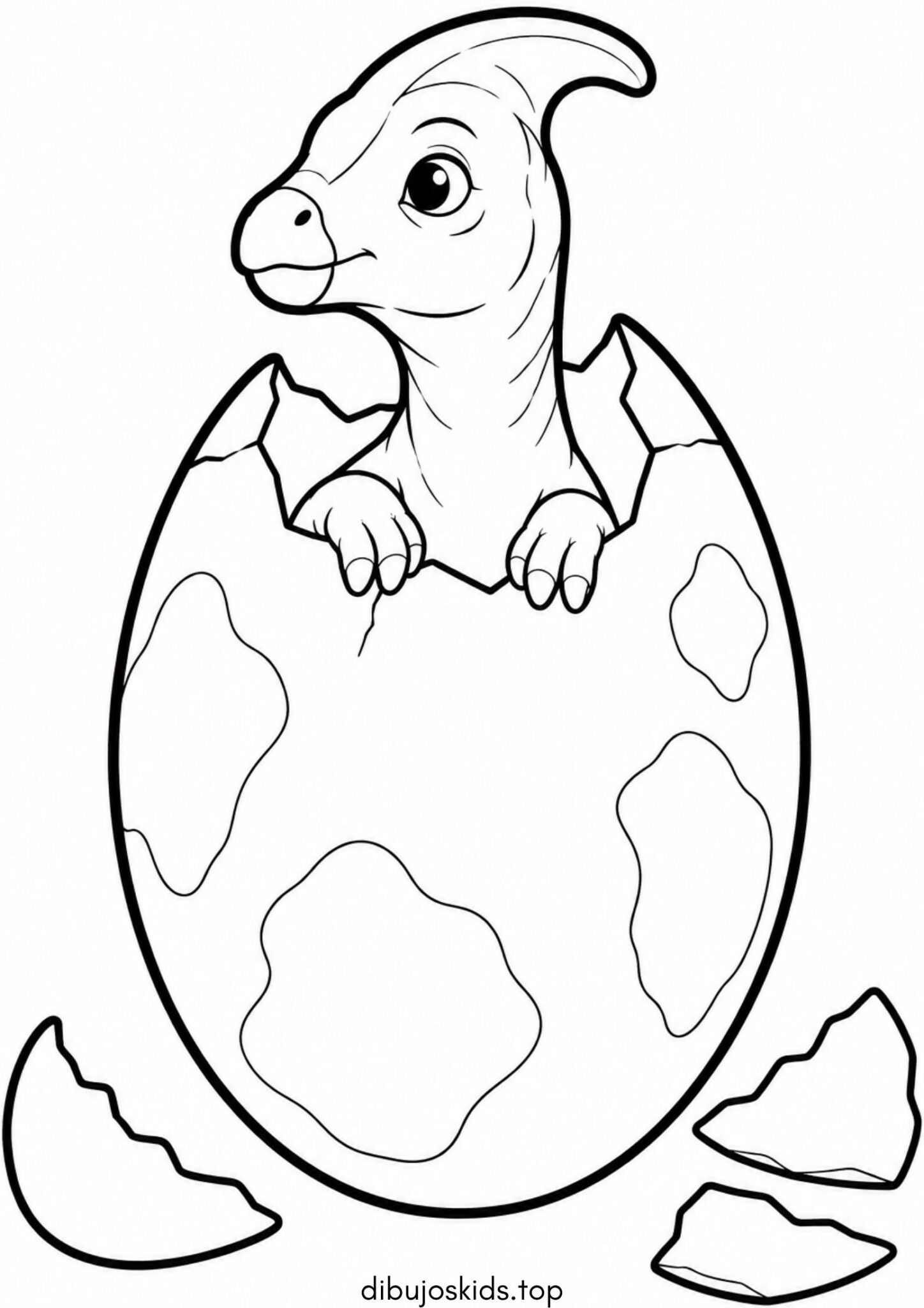 Dibujo de Bebé dinosaurio saliendo del huevo para colorear