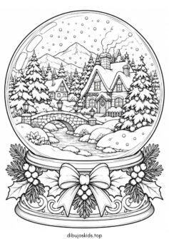 Navidad: Bola de nieve mágica con paisaje de invierno