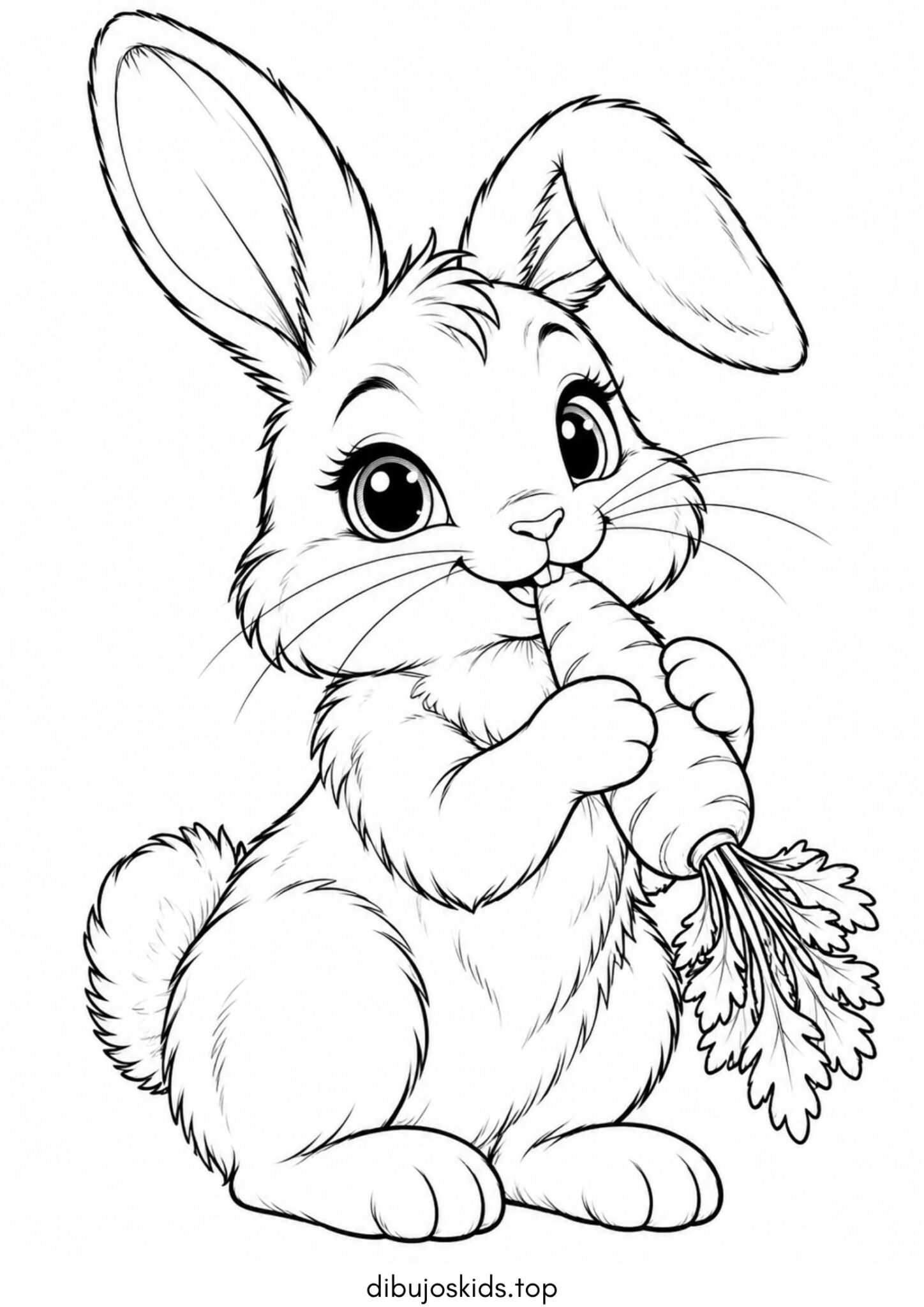 Dibujo de Conejo comiendo una zanahoria para colorear