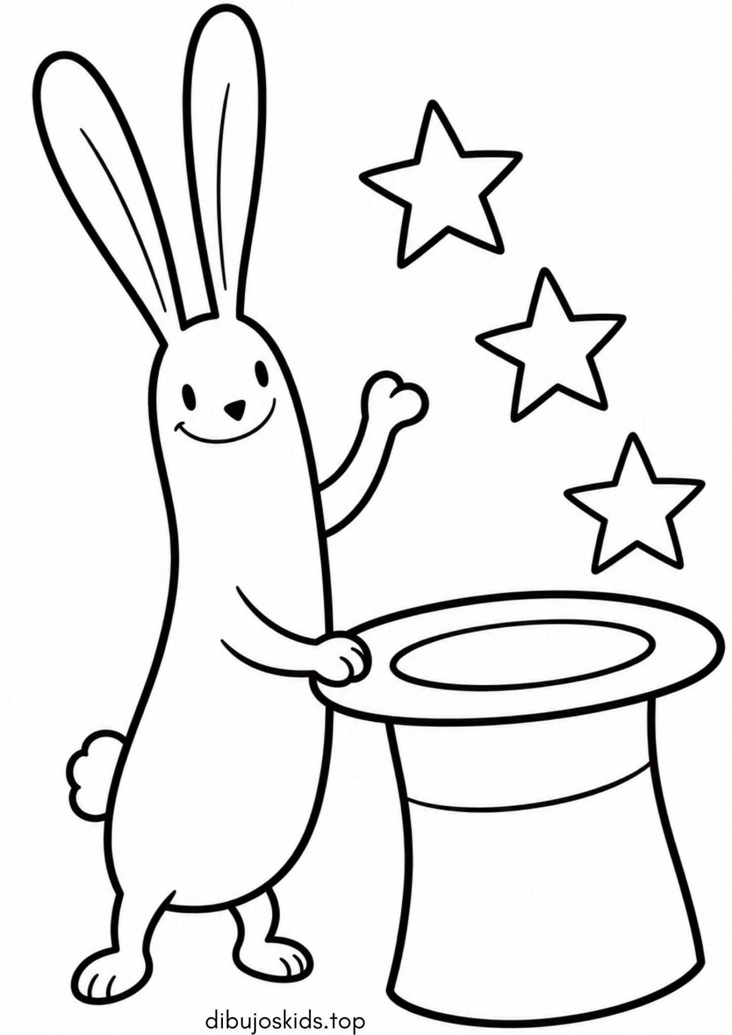 Dibujo de Conejo con sombrero de mago para colorear