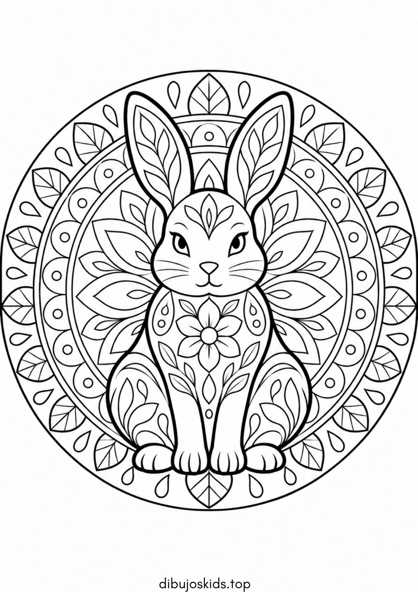 Dibujo de Conejo mandala para colorear