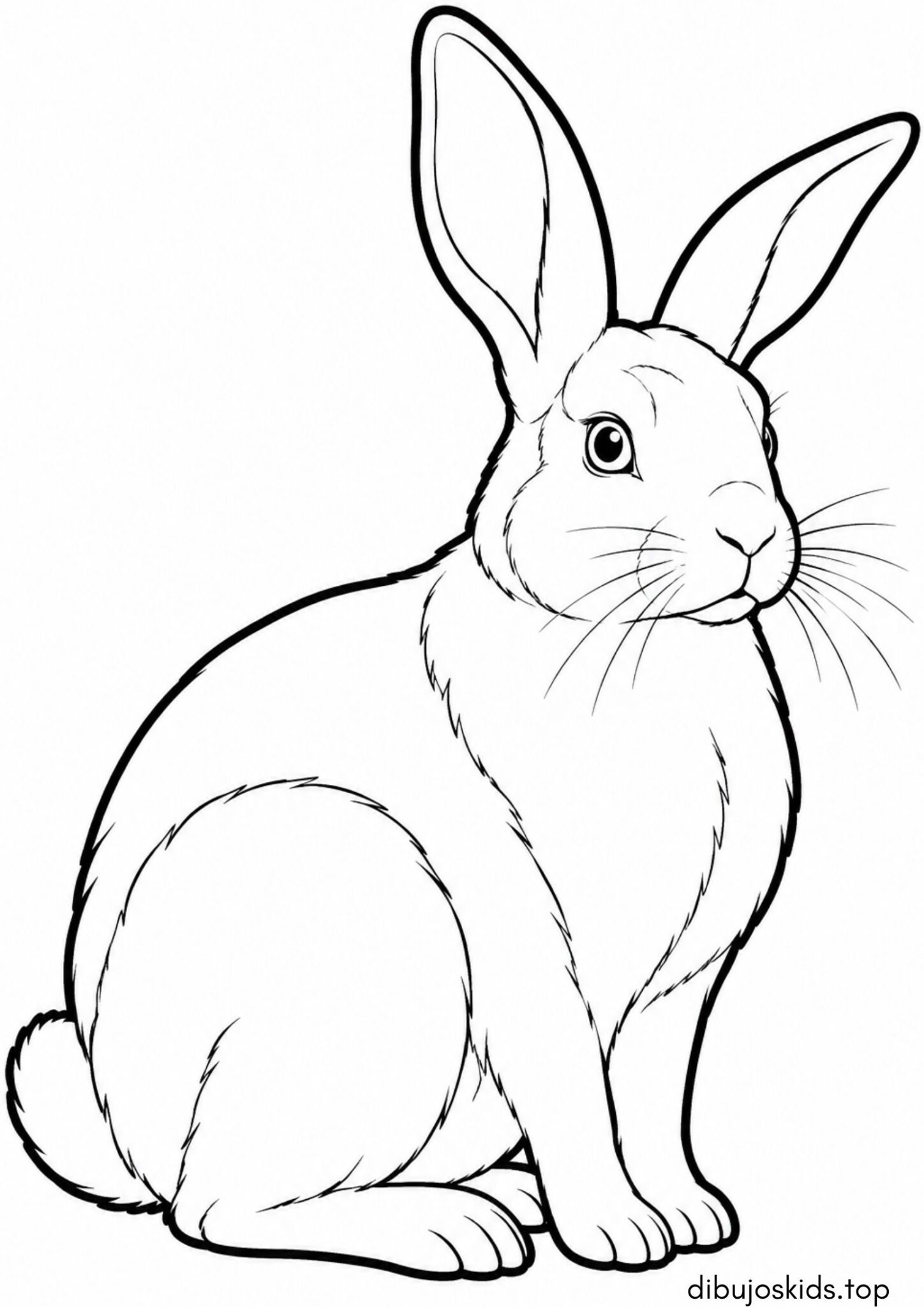 Dibujo de Conejo realista (detallado) para imprimir Dibujo de Conejo realista (detallado) para colorear