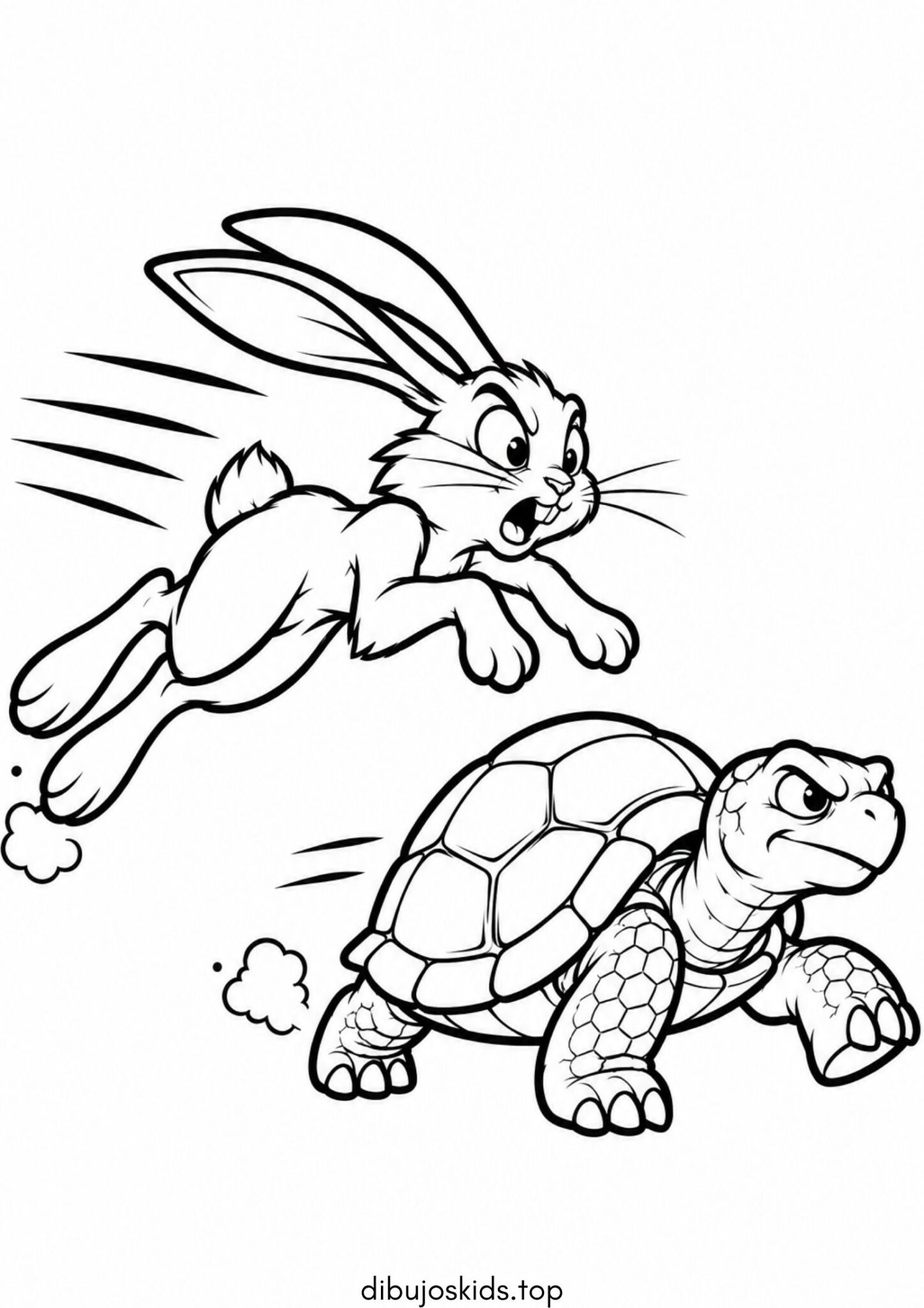 Dibujo de Conejo y tortuga (carrera) para imprimir Dibujo de Conejo y tortuga (carrera) para colorear