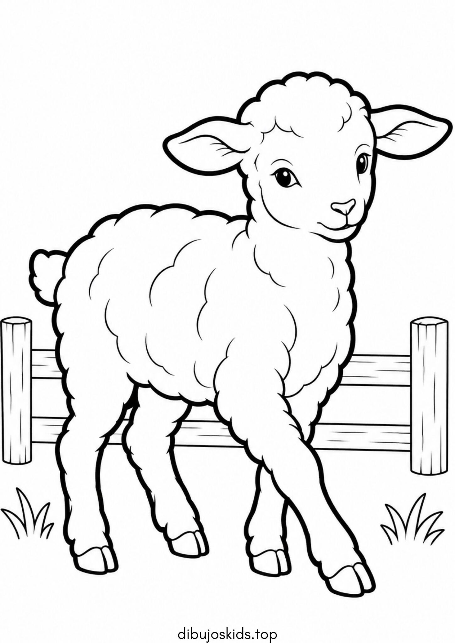 Dibujo de Corderito en la granja para colorear