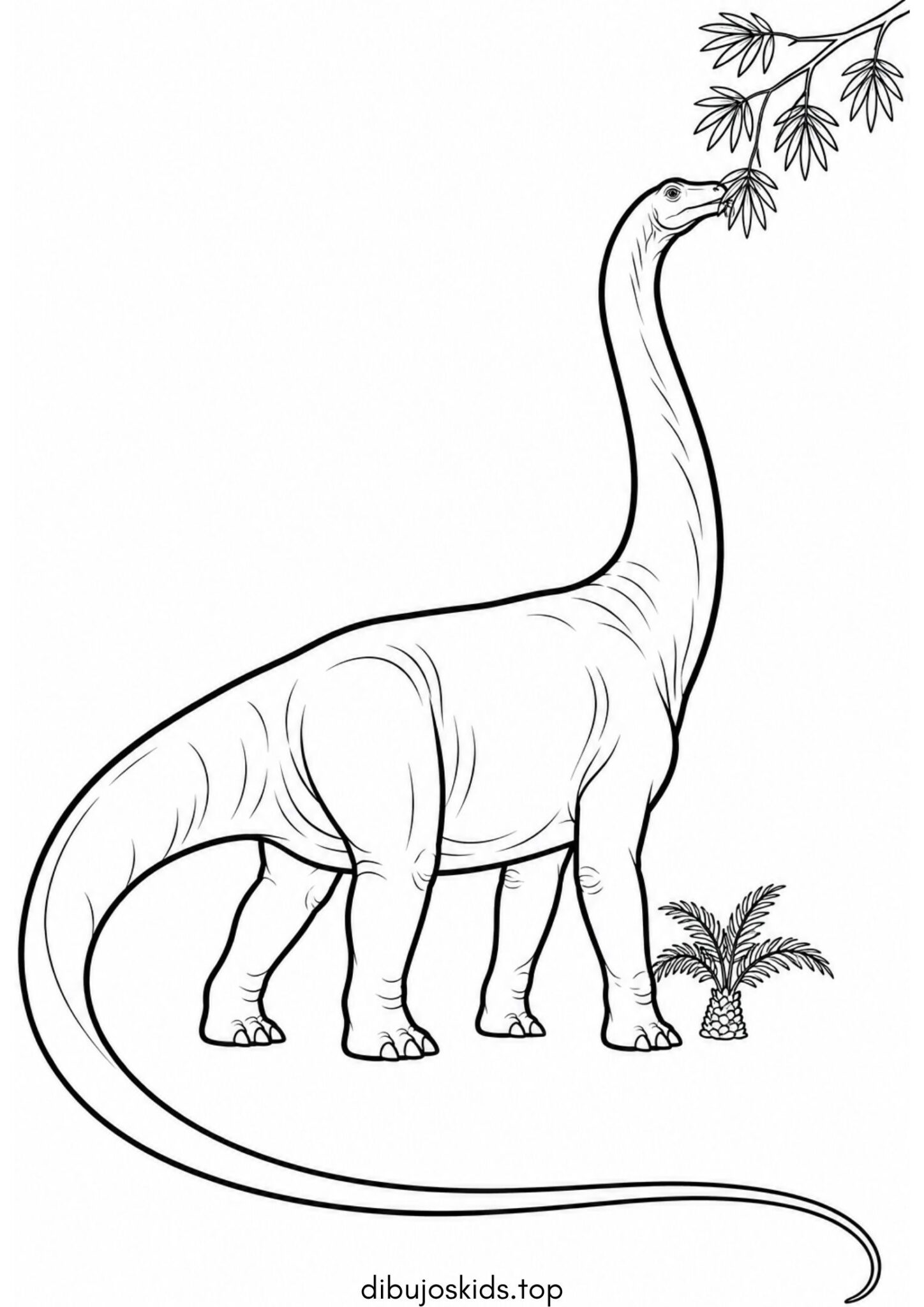 Dibujo de Dinosaurio comiendo hojas (herbívoro) para imprimir Dibujo de Dinosaurio comiendo hojas (herbívoro) para colorear