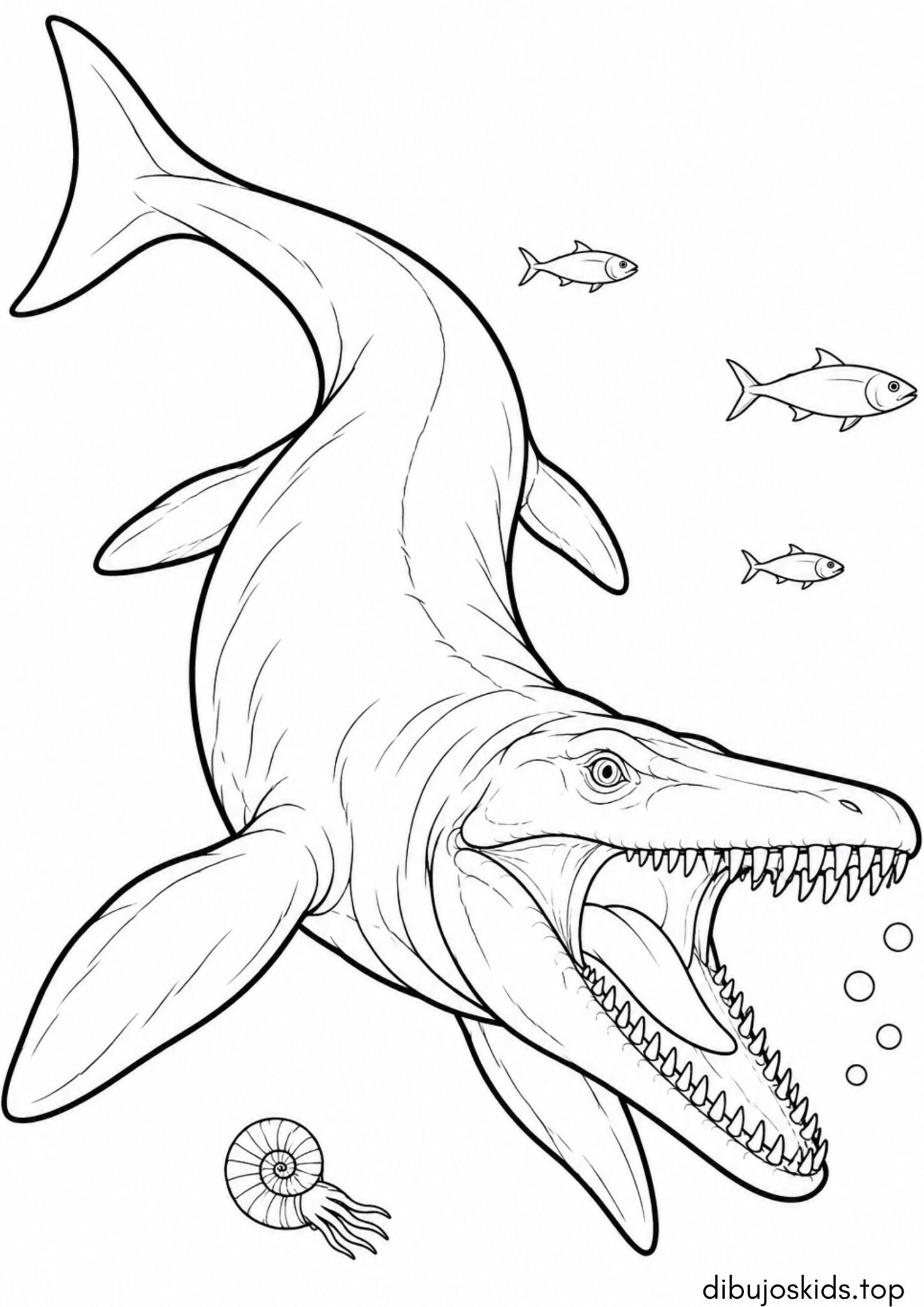 Dibujo de Dinosaurio marino (mosasaurio) para imprimir Dibujo de Dinosaurio marino (mosasaurio) para colorear