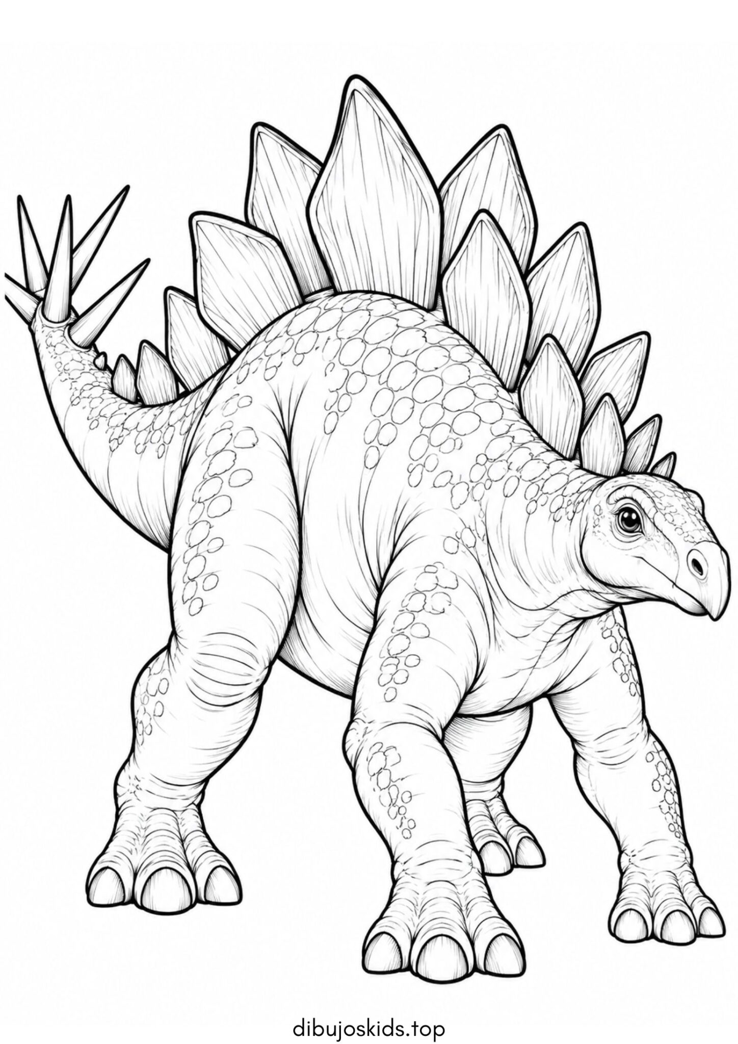 Dibujo de Dinosaurio – Estegosaurio con placas en el lomo para imprimir Dibujo de Dinosaurio – Estegosaurio con placas en el lomo para colorear