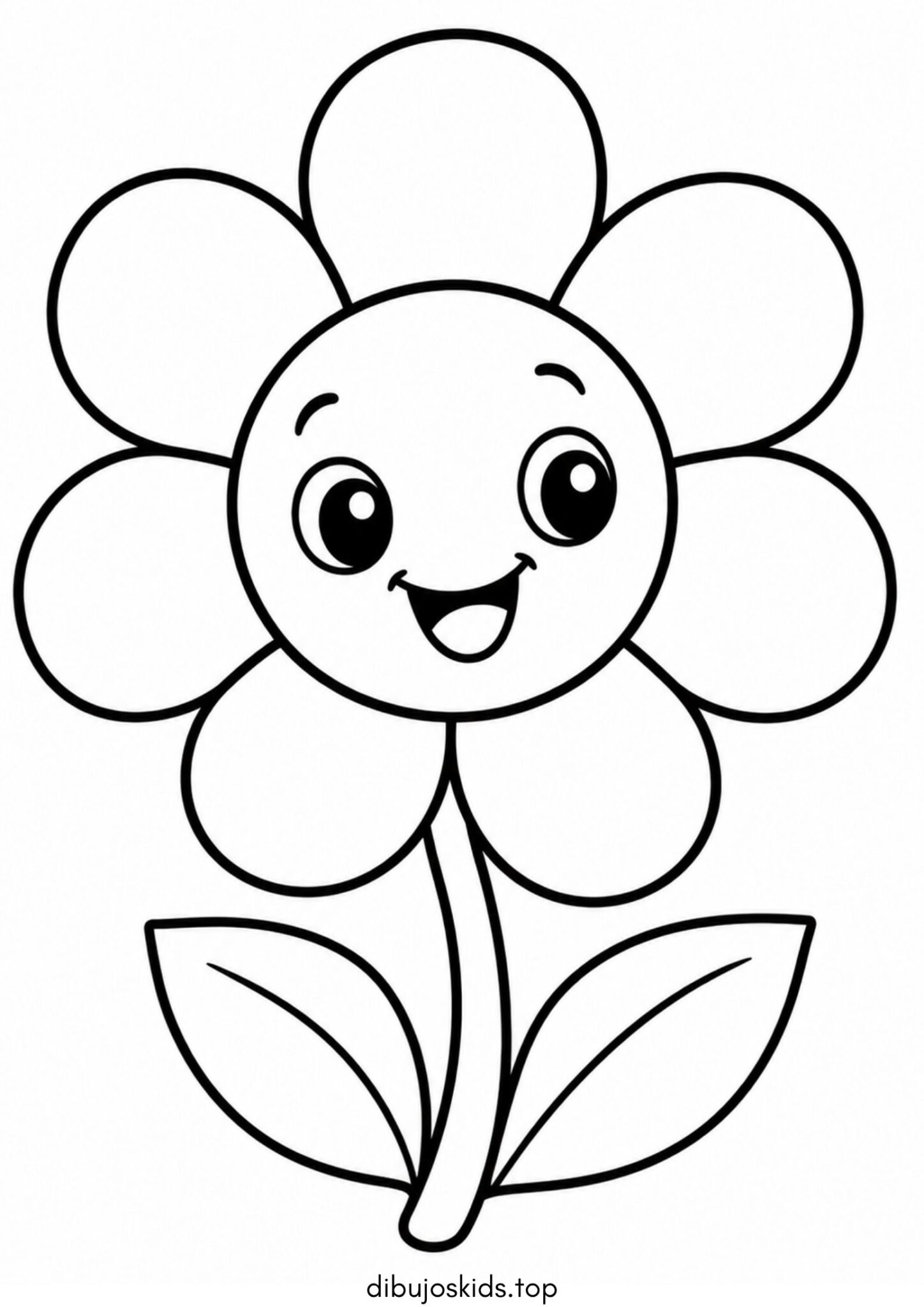 Dibujo de Florecita con ojitos simple para bebés para colorear
