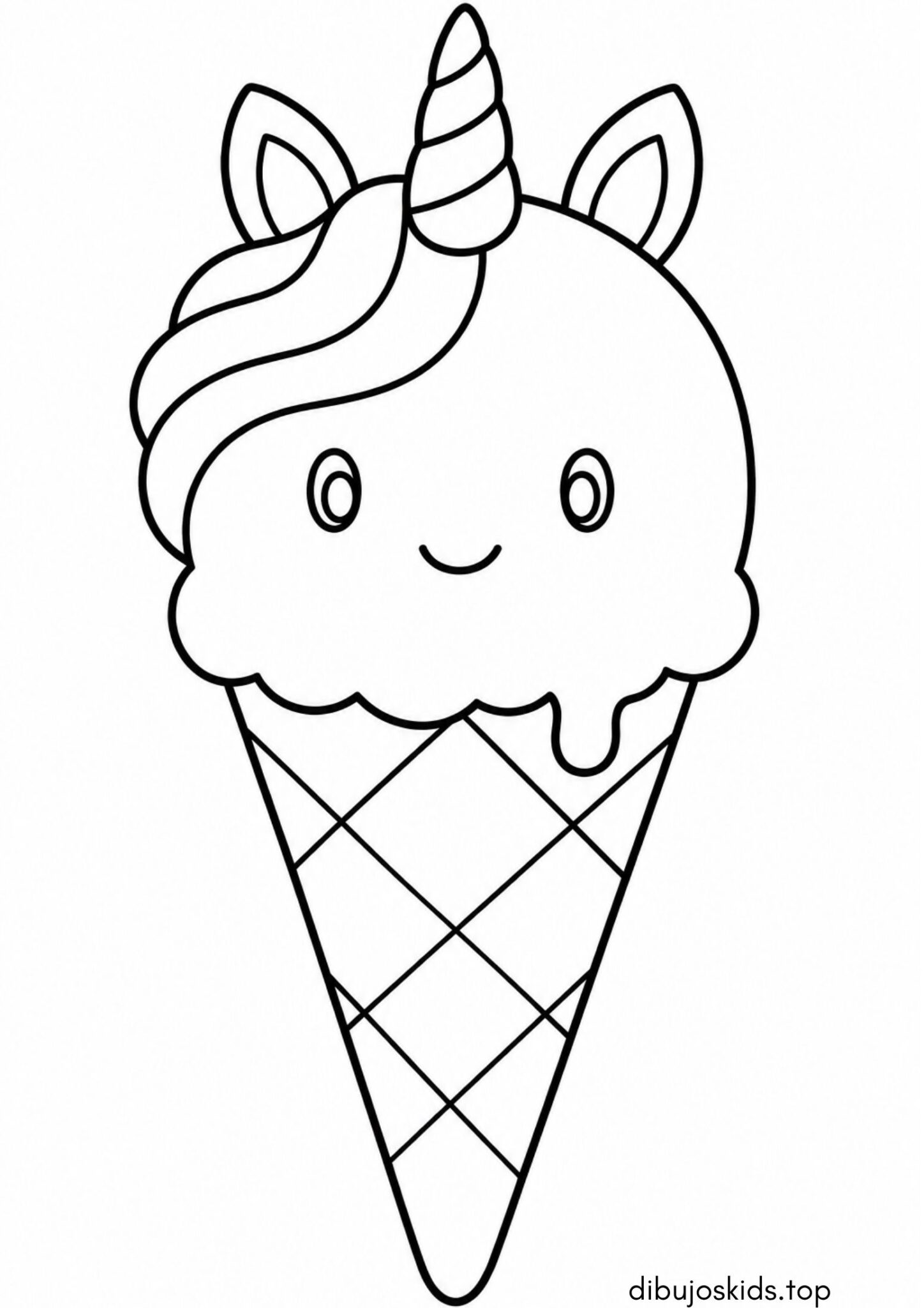 Dibujo de Helado de unicornio para colorear