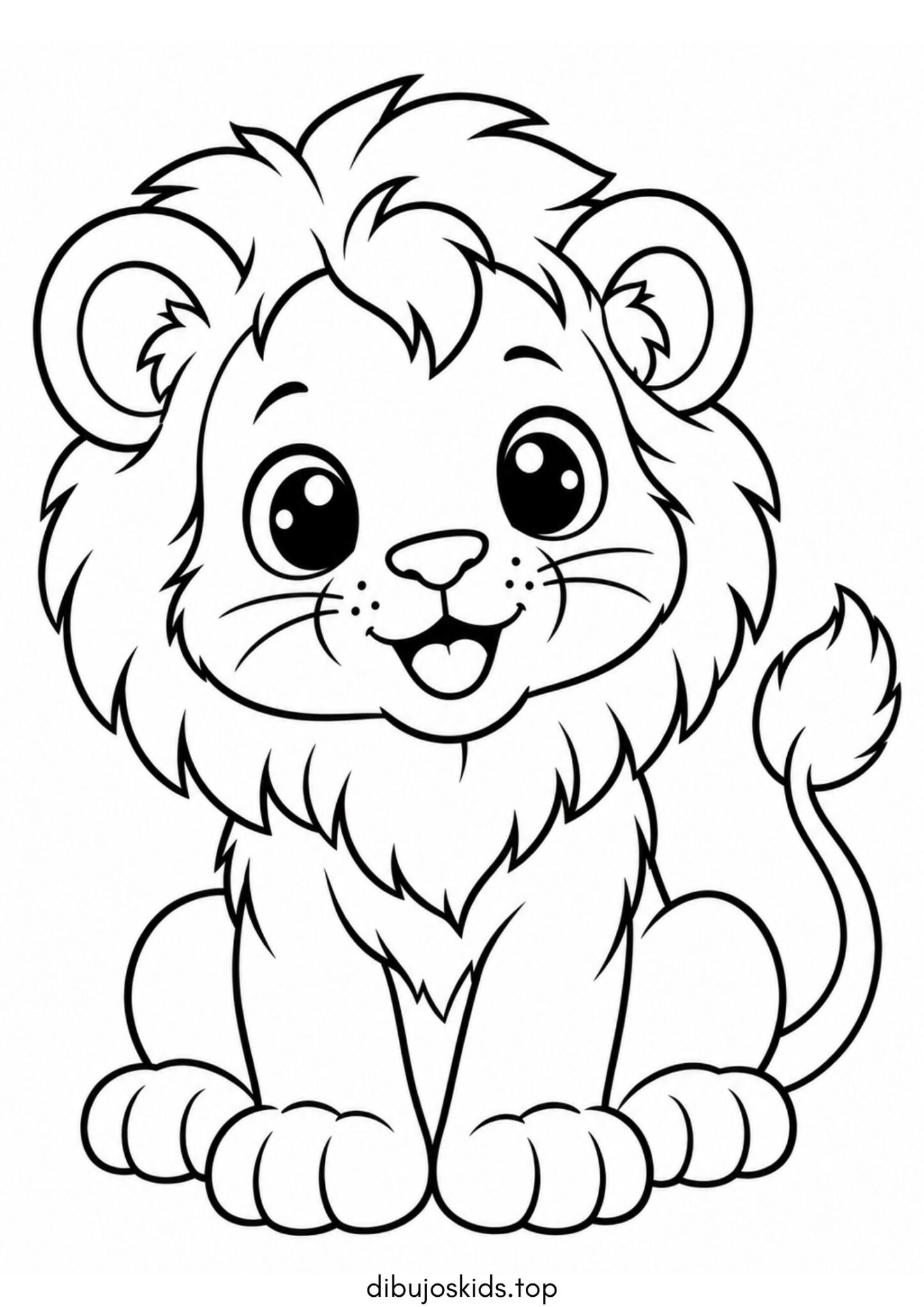 Dibujo de León kawaii para colorear