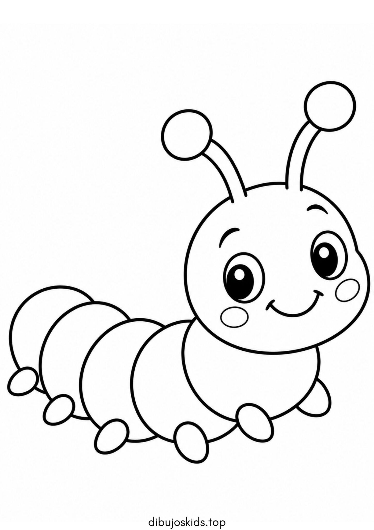 Dibujo de Oruga simple para bebés para colorear