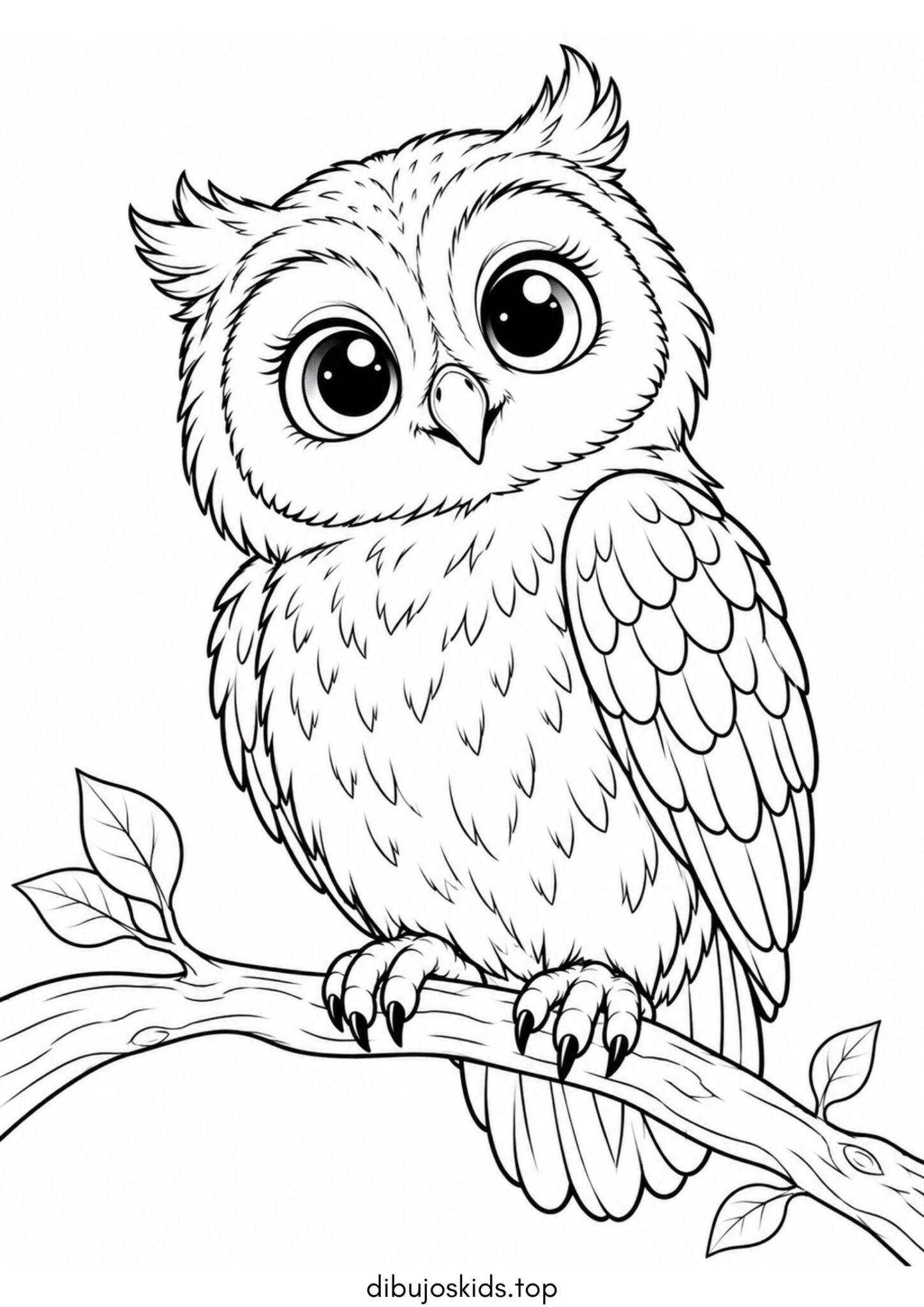 Dibujo de Pájaro búho con ojos grandes para imprimir Dibujo de Pájaro búho con ojos grandes para colorear