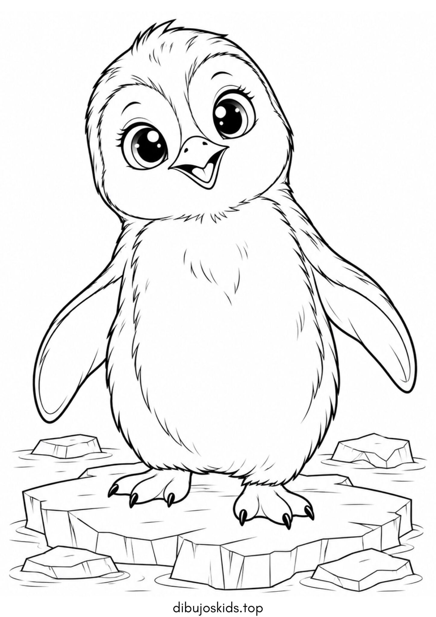 Dibujo de Pájaro pingüino en el hielo para imprimir Dibujo de Pájaro pingüino en el hielo para colorear