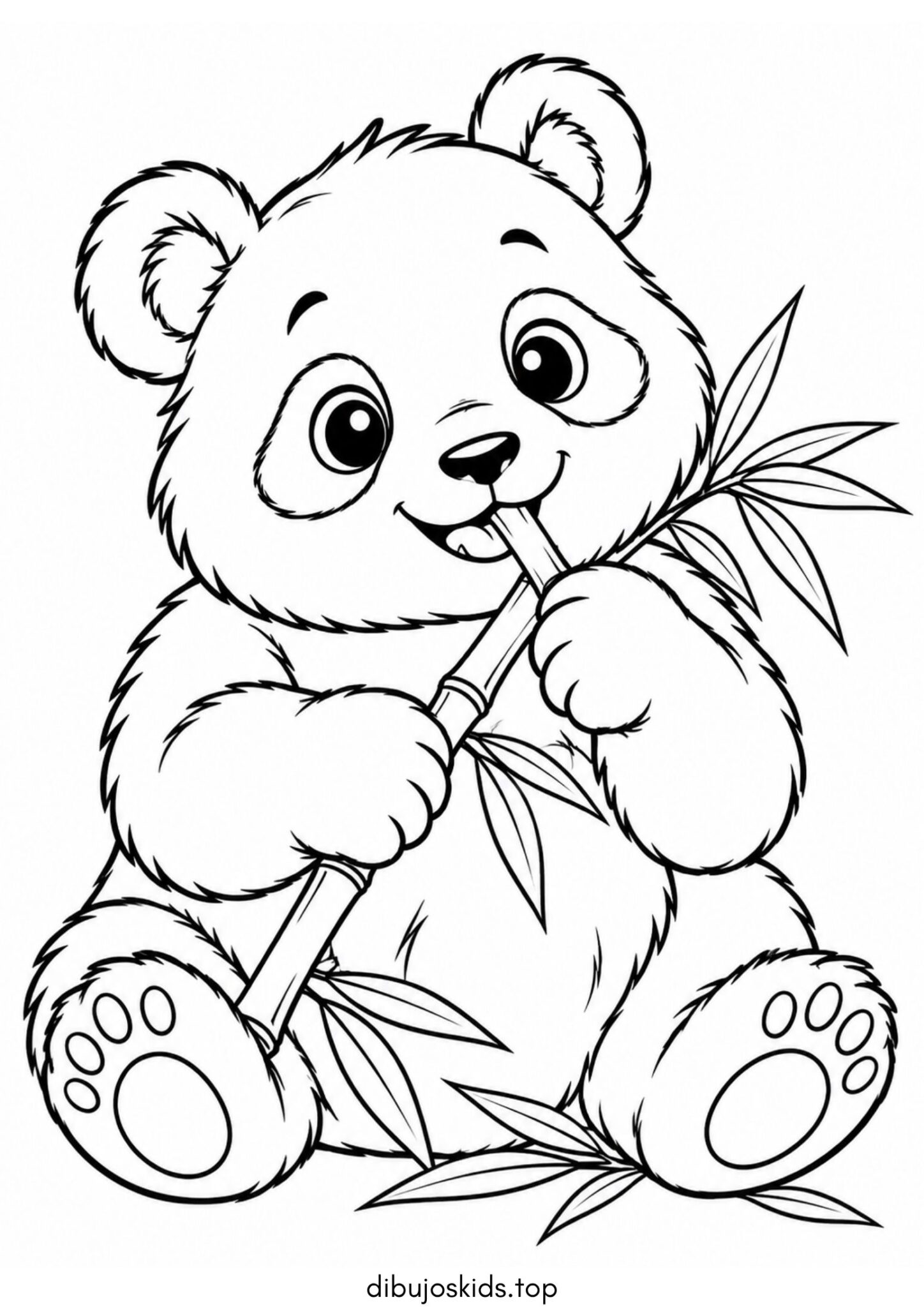 Dibujo de Panda comiendo bambú para colorear