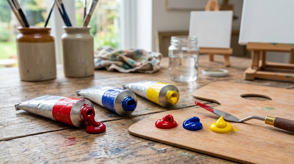 Rojo, azul y amarillo - la mezcla base para hacer marrón Rojo, azul y amarillo - la mezcla base para hacer marrón