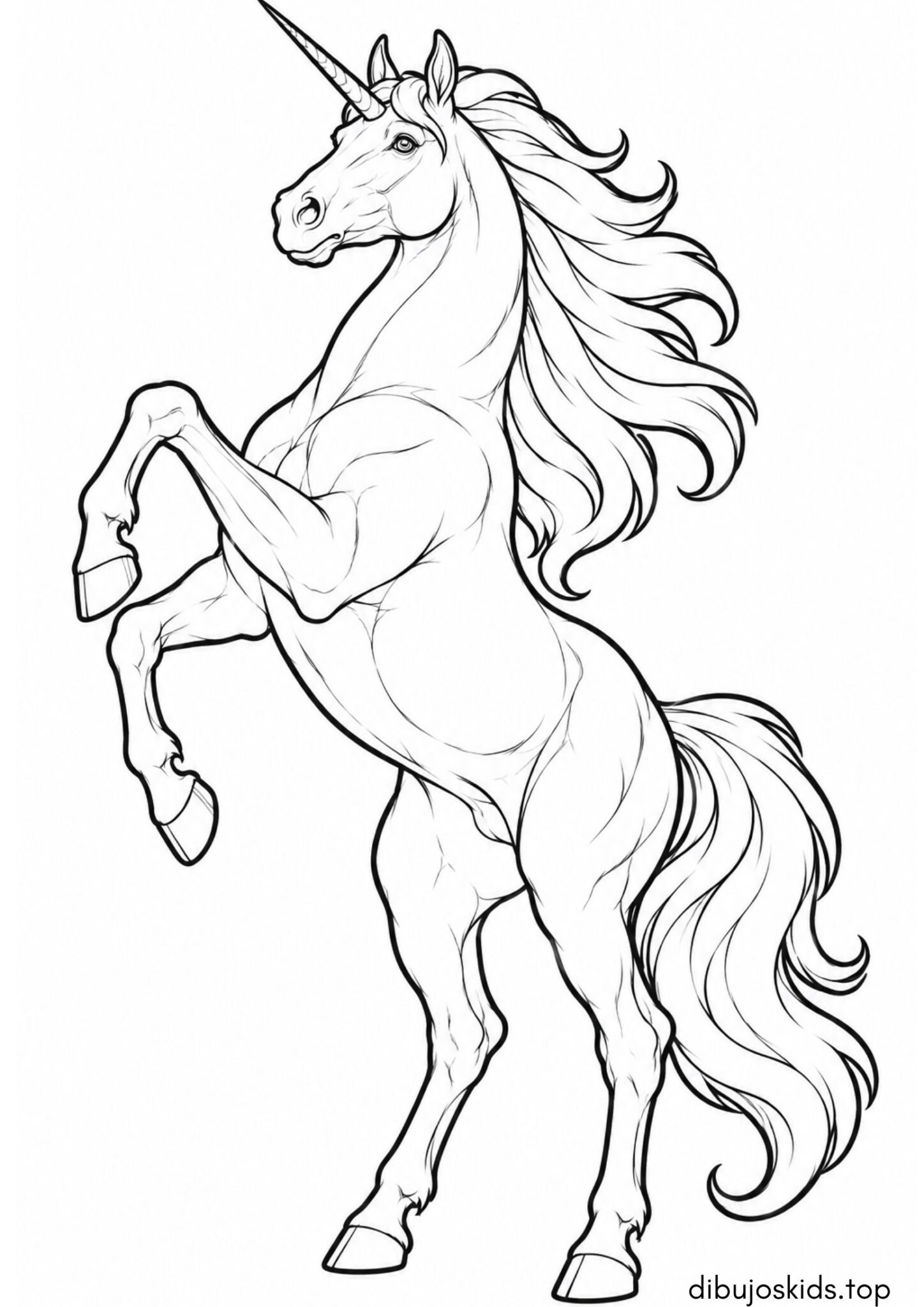 Dibujo de Unicornio realista para imprimir Dibujo de Unicornio realista para colorear